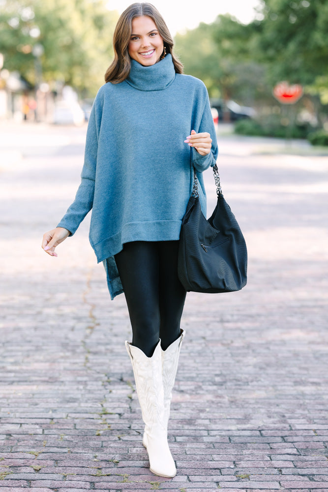 Feeling Chipper: Teal Green Cowl Neck Sweater for a Cozy Fall