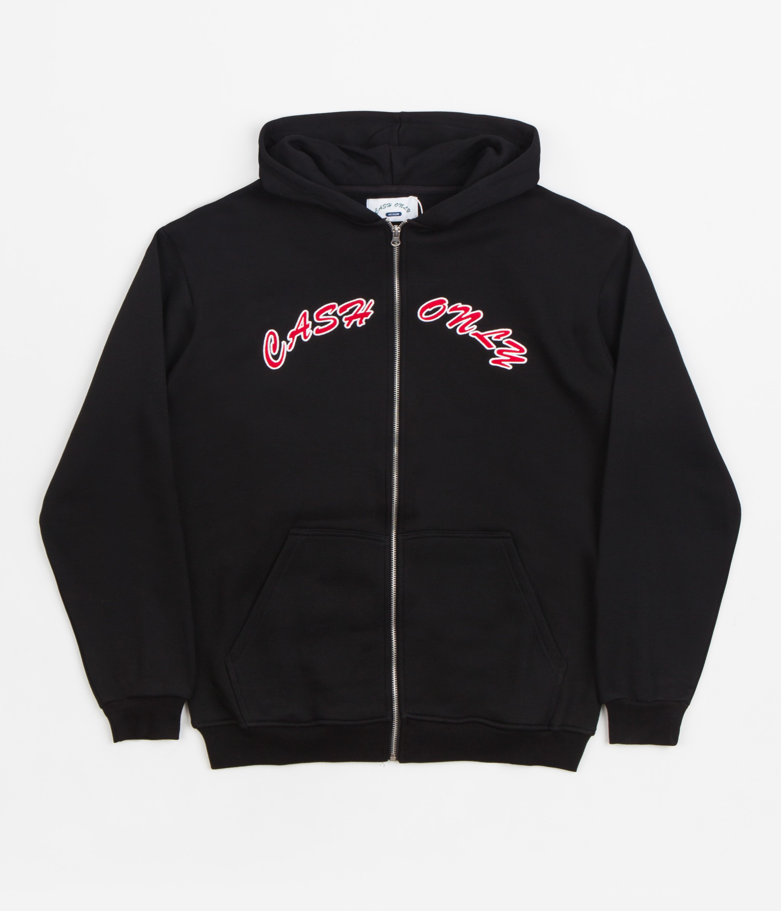Cash Only Black Applique Logo Zip Hoodie - A Must - Have!