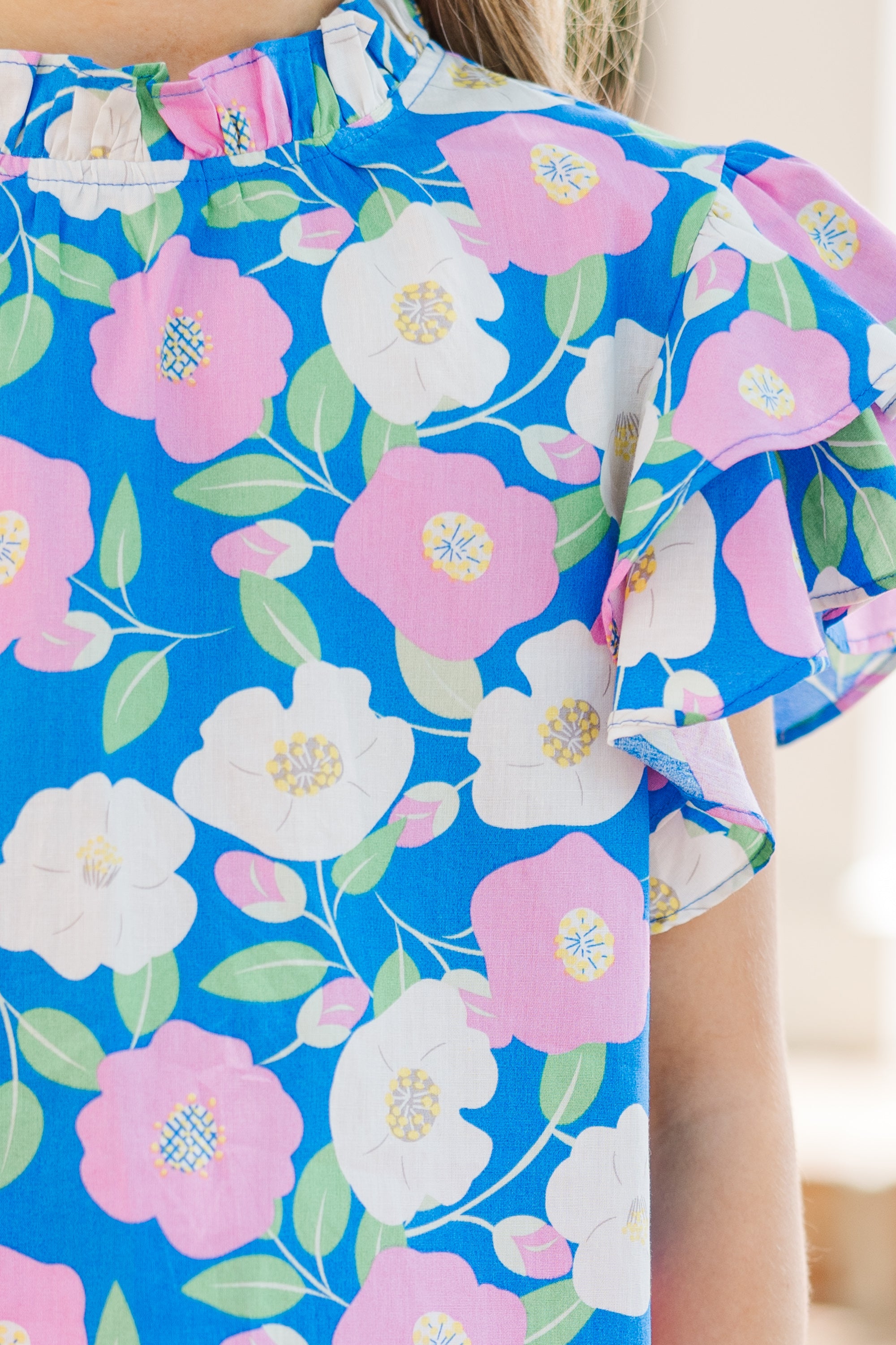 Adorable Girls' Heart - Stealing Blue Floral Blouse