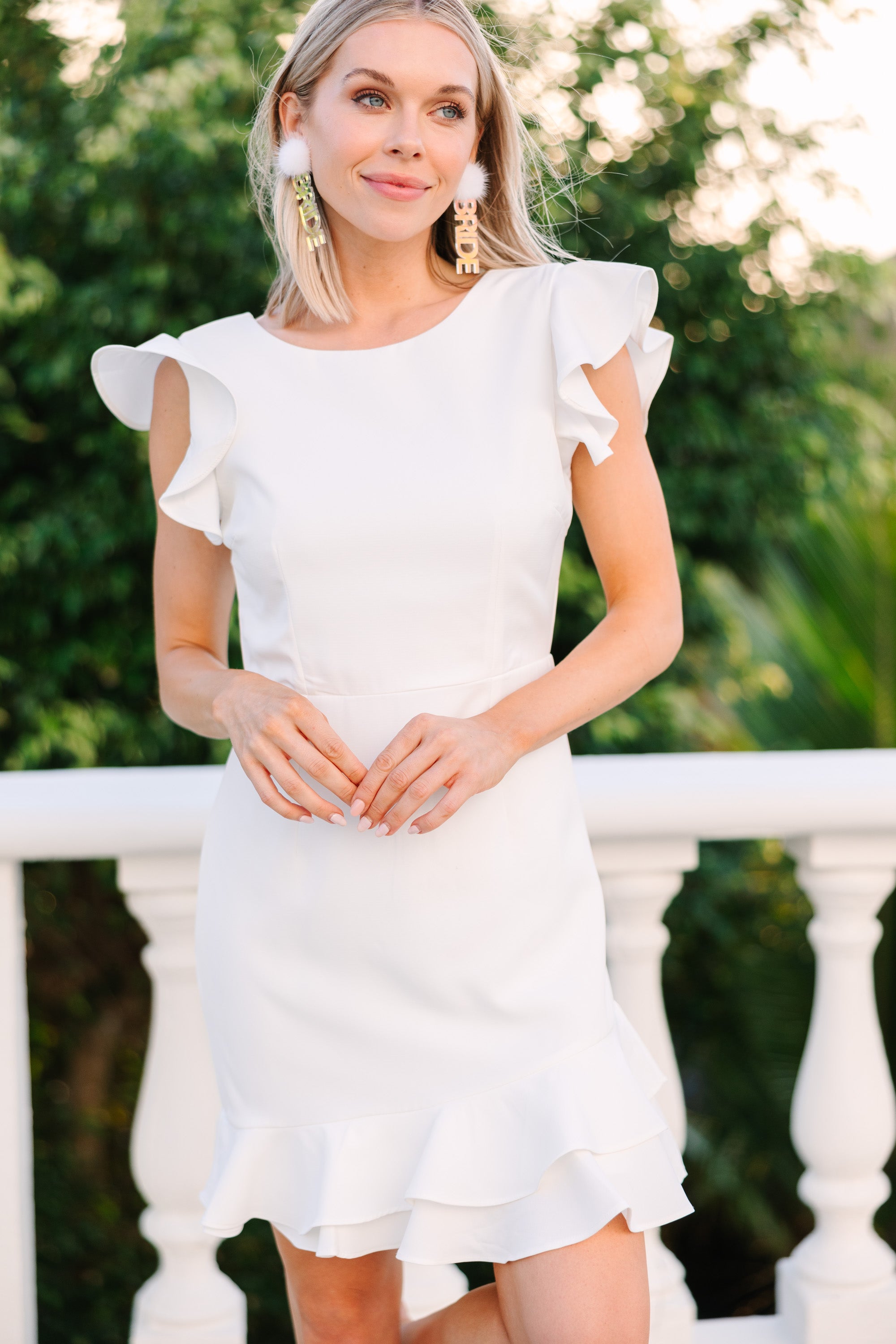 Charming Everywhere White Ruffled Dress