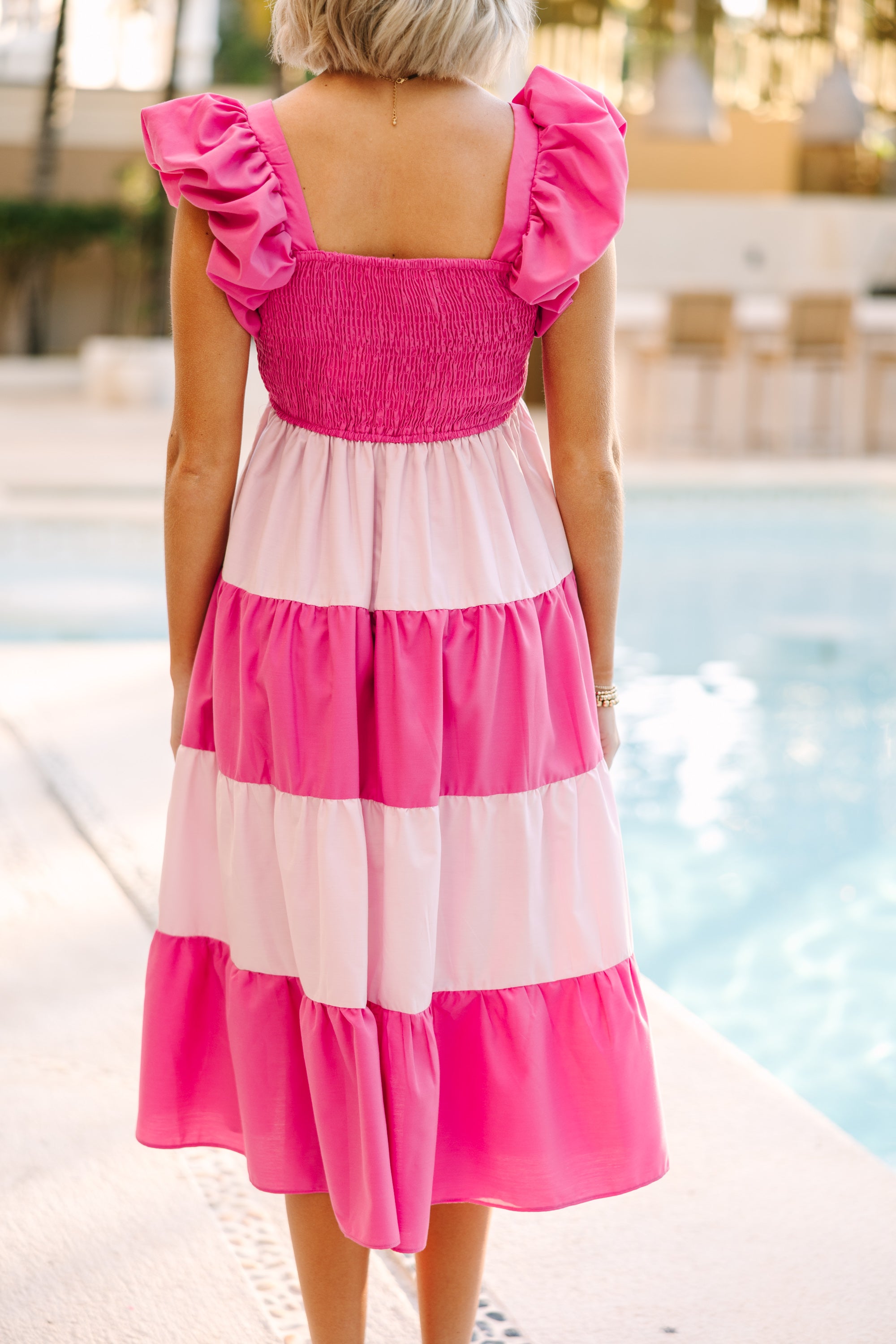 Gorgeous All It Takes Pink Colorblock Midi Dress - Be a Princess!