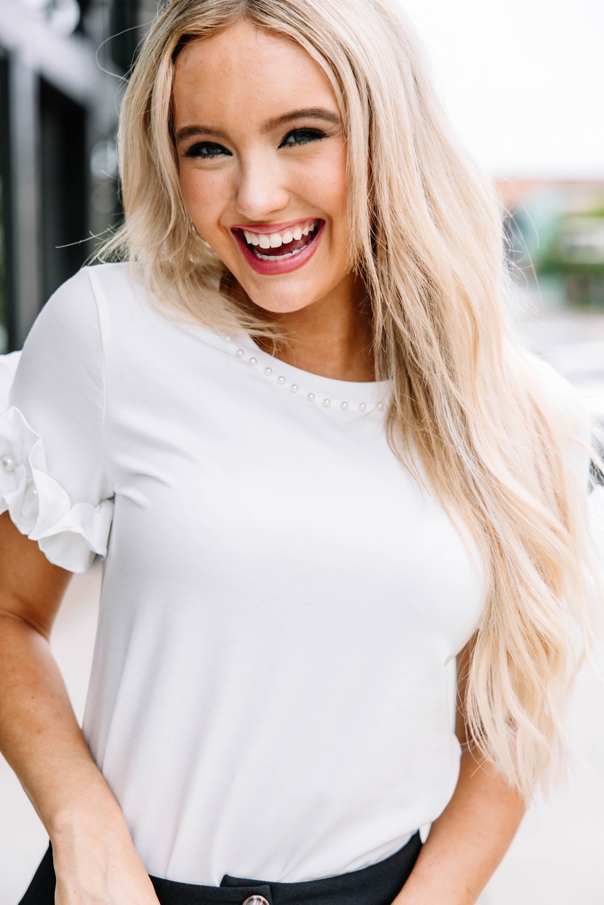 Gorgeous White Pearl - Embellished Blouse for Your Best Days