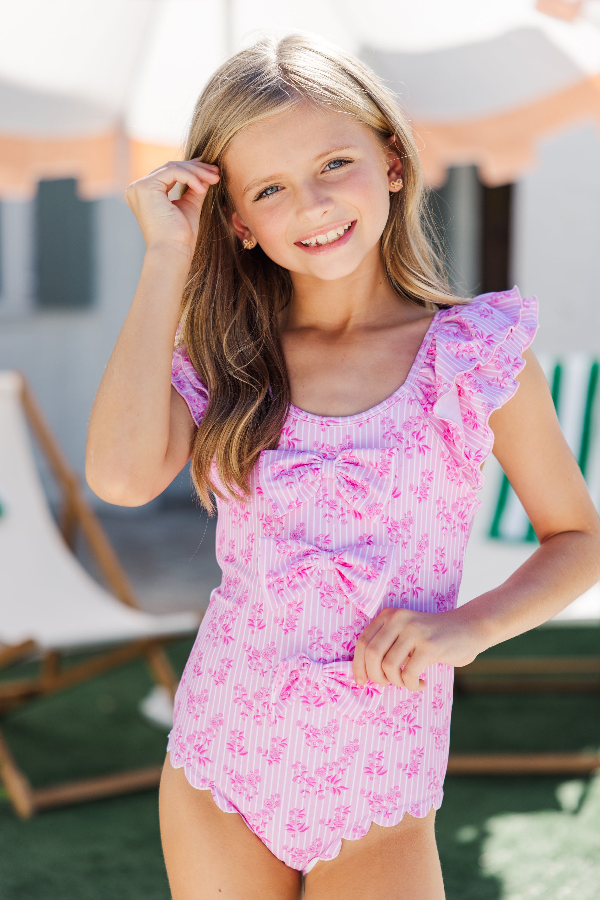 Don't Miss! Preorder The Wendy Pink Toile One Piece Swimsuit for Girls
