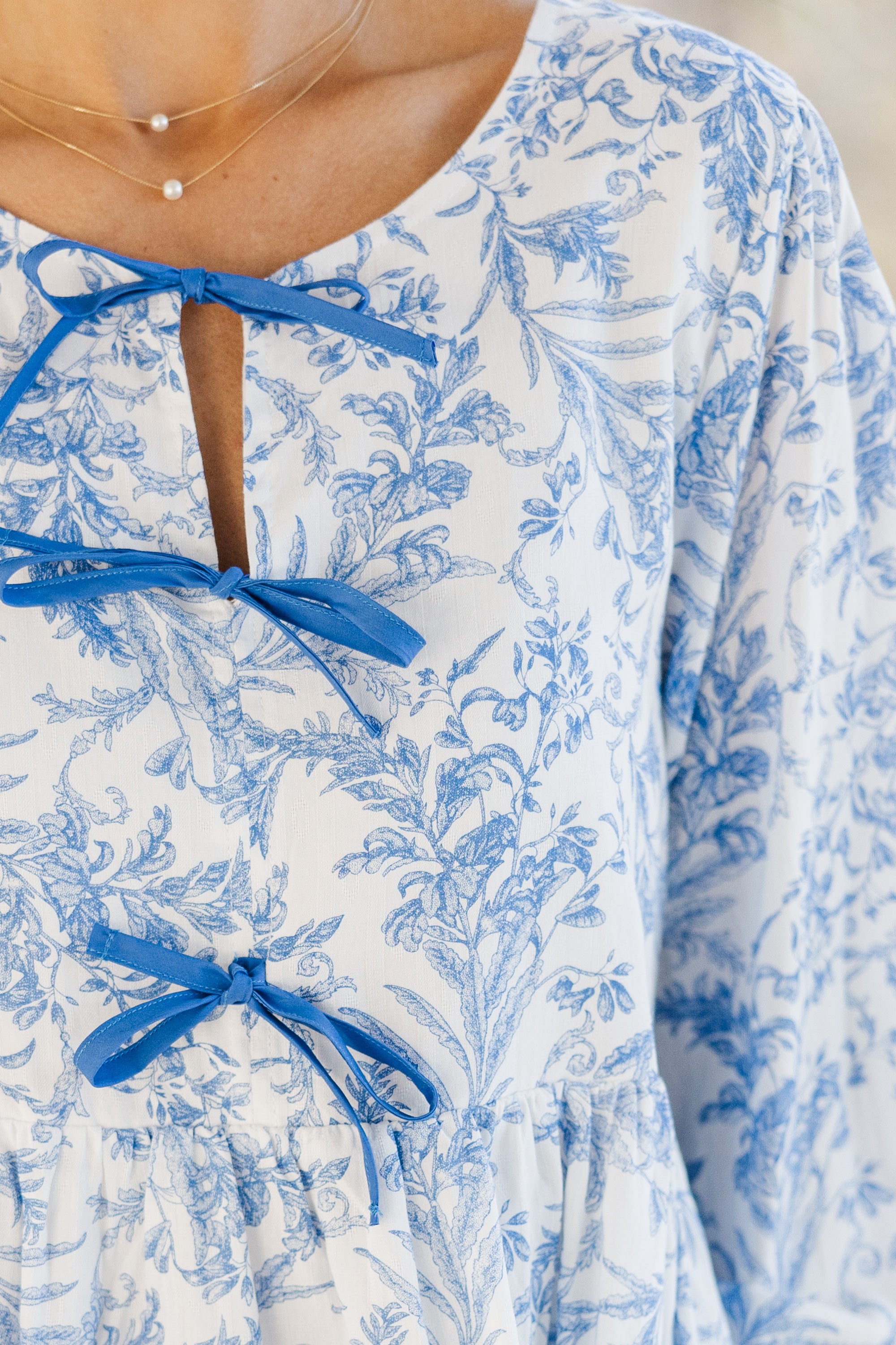 Gorgeous Great Days Ahead Light Blue Toile Blouse - A Must-Have!