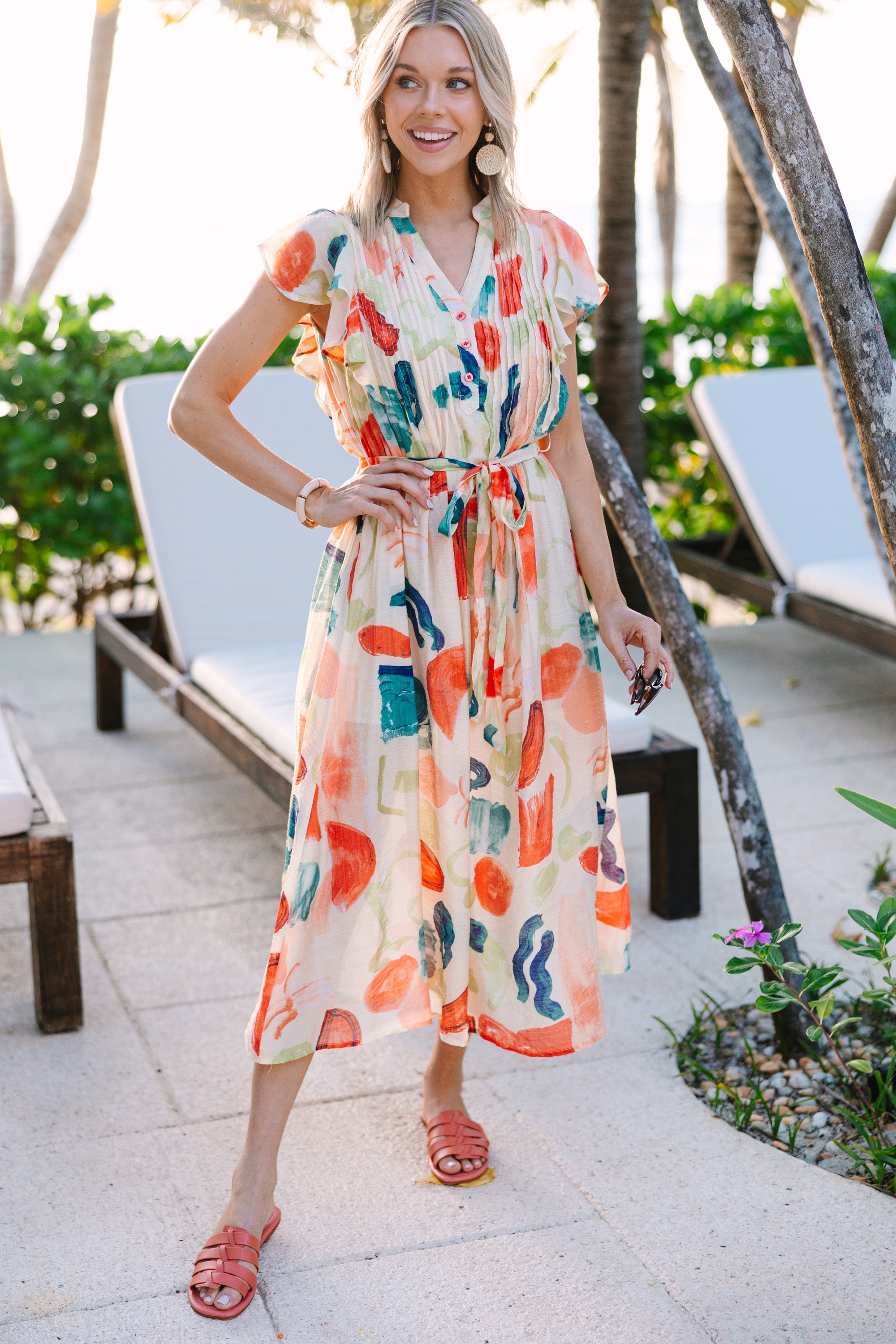 Irresistible Good To Go Orange Midi Dress - Spring & Summer Must-Have