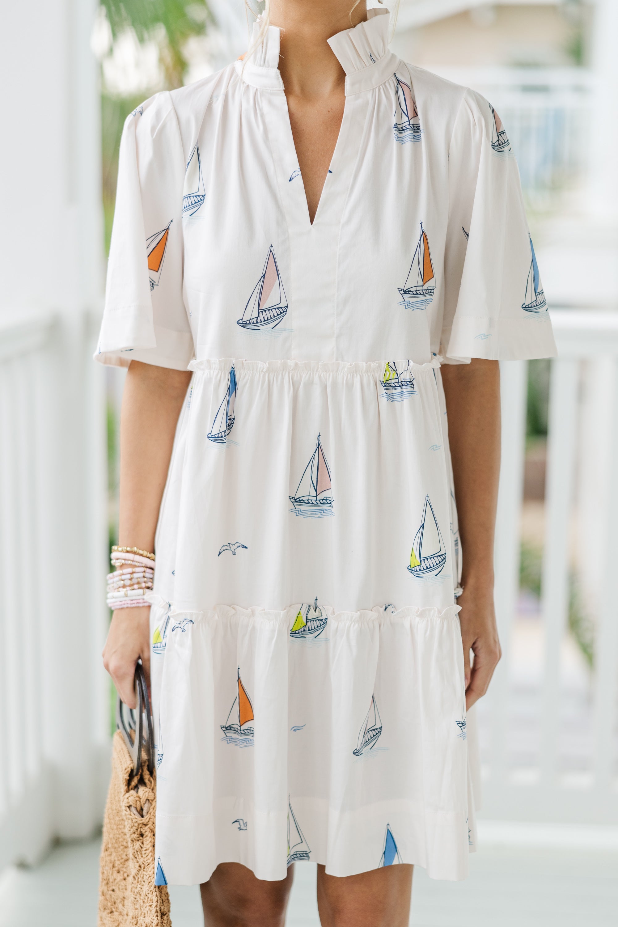 Charming White Sailboat Dress for a Summer Bliss