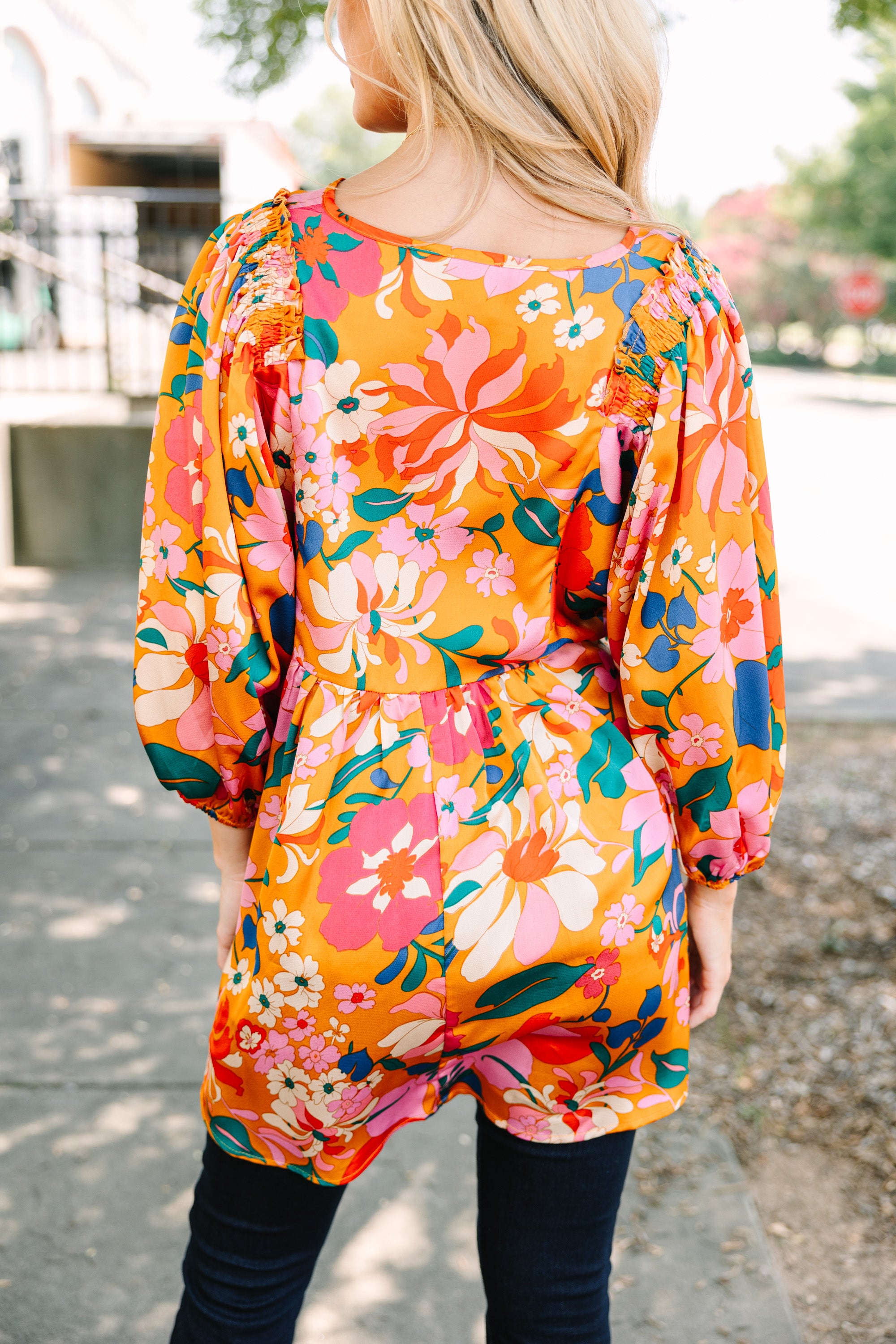 Wild & Chic Rust Orange Floral Tunic - Feel the Fashion!