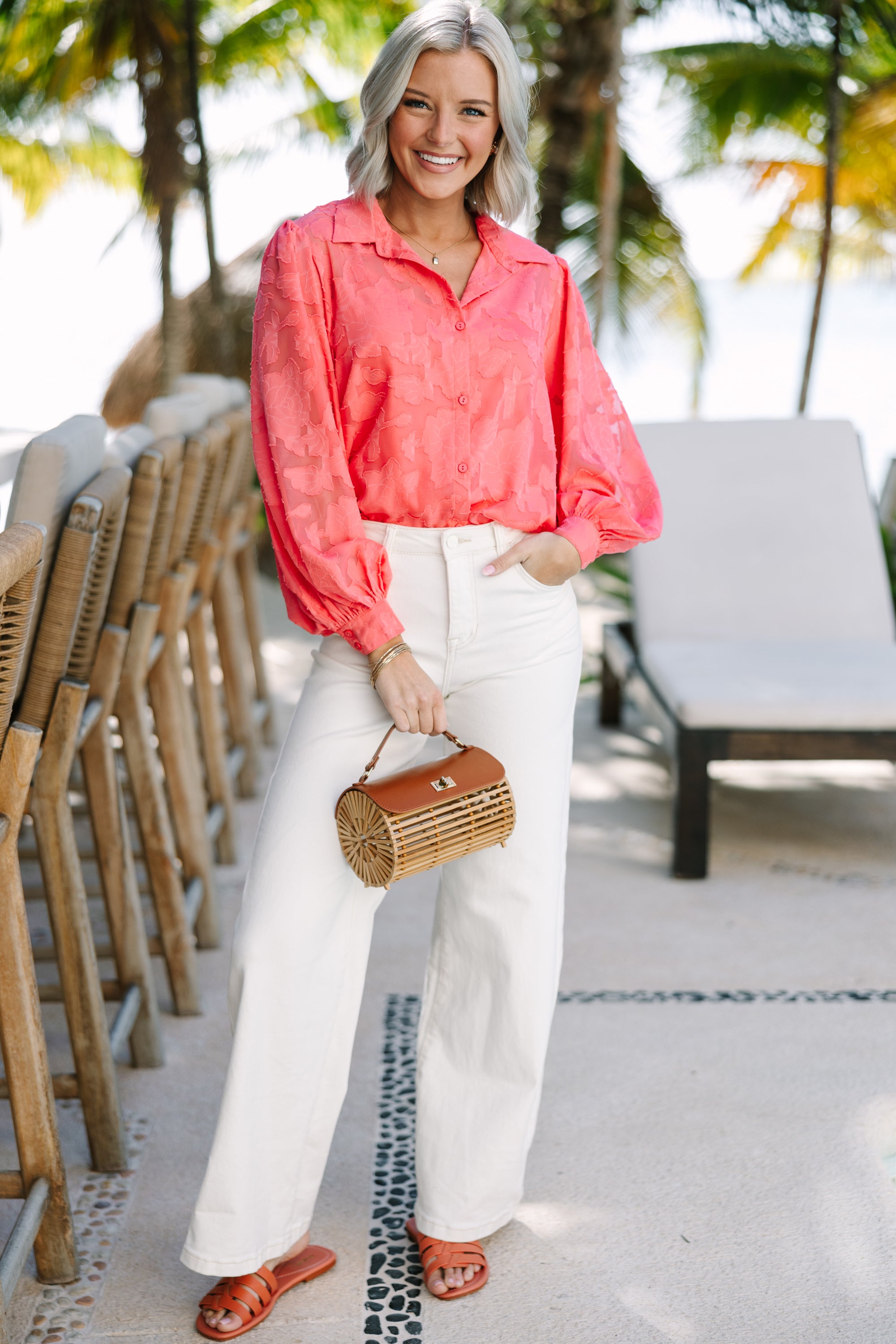 Gorgeous Pink Textured Blouse: All Details Count!