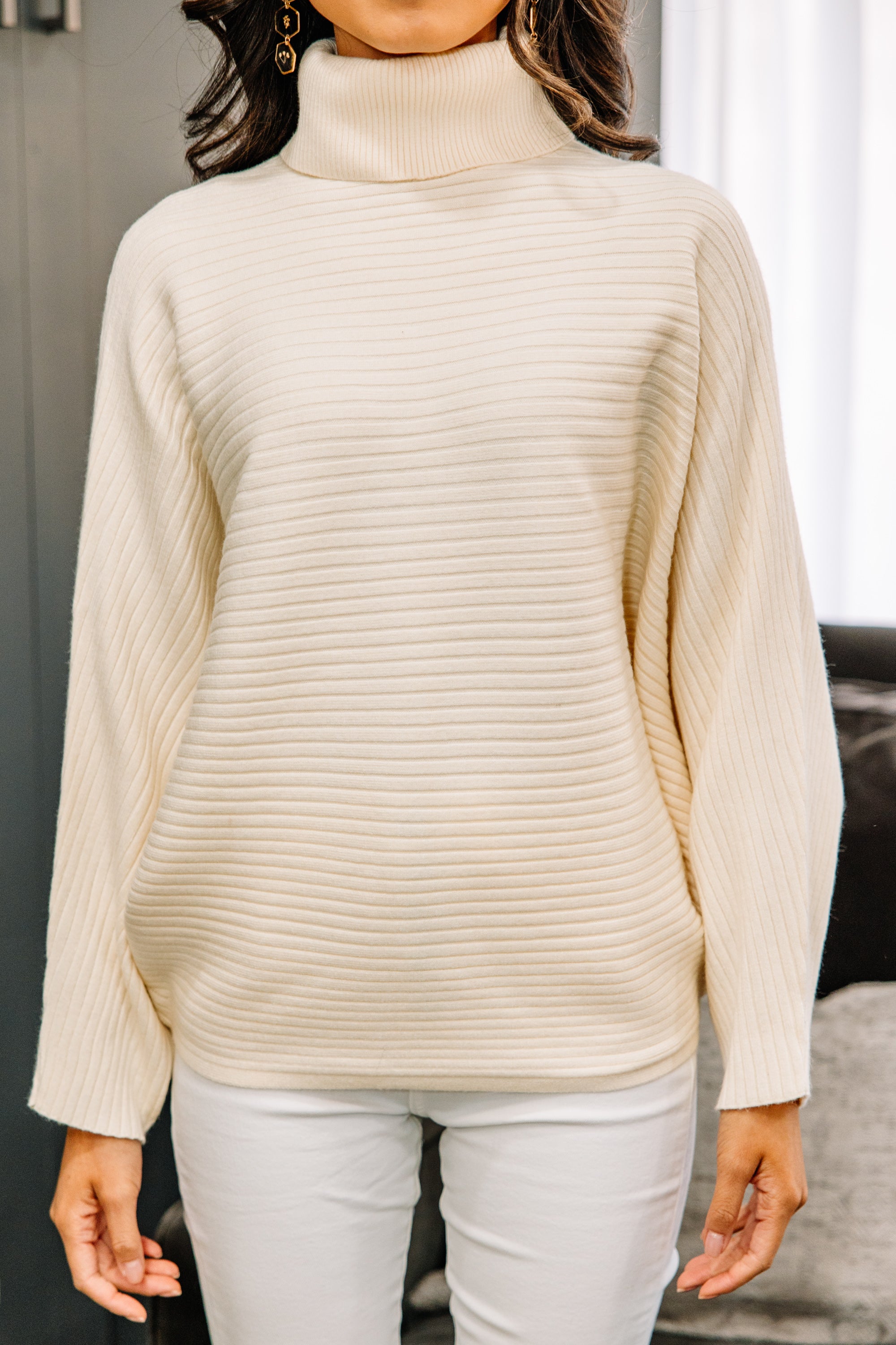 Feeling Fabulous! Cream White Ribbed Sweater