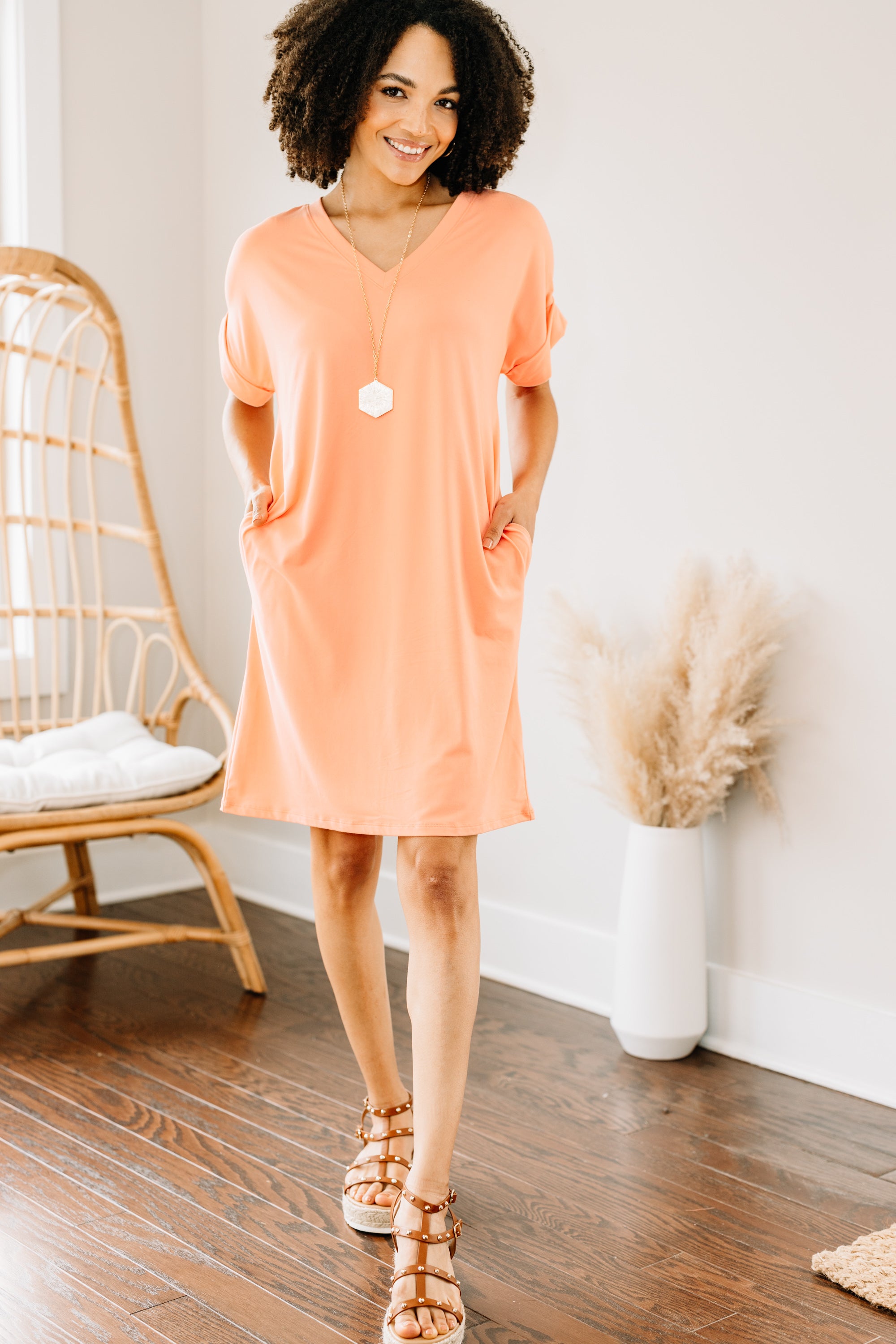 Stunning Coral Orange T-shirt Dress for Every Adventure