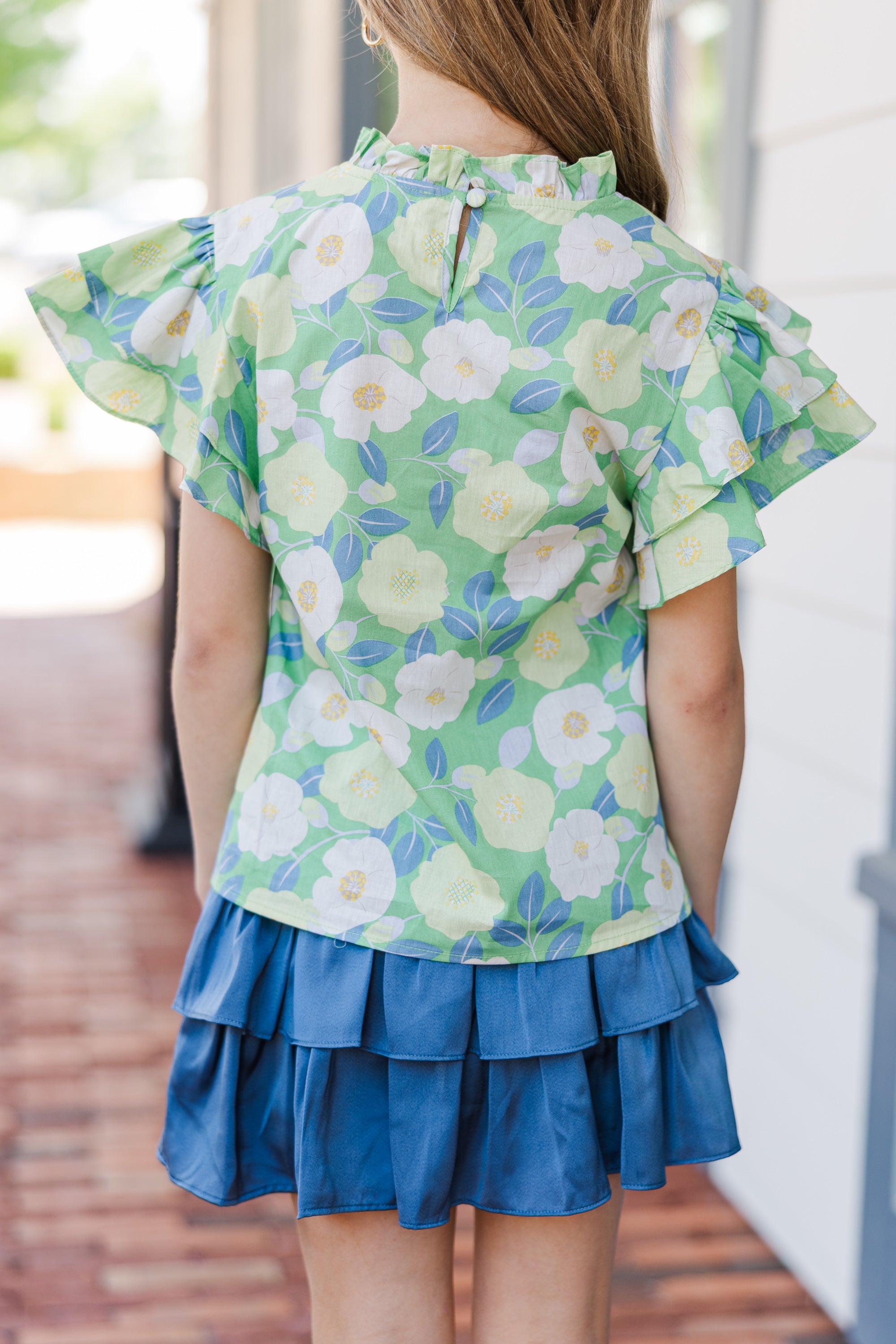 Heart - Captivating Green Floral Blouse for Girls