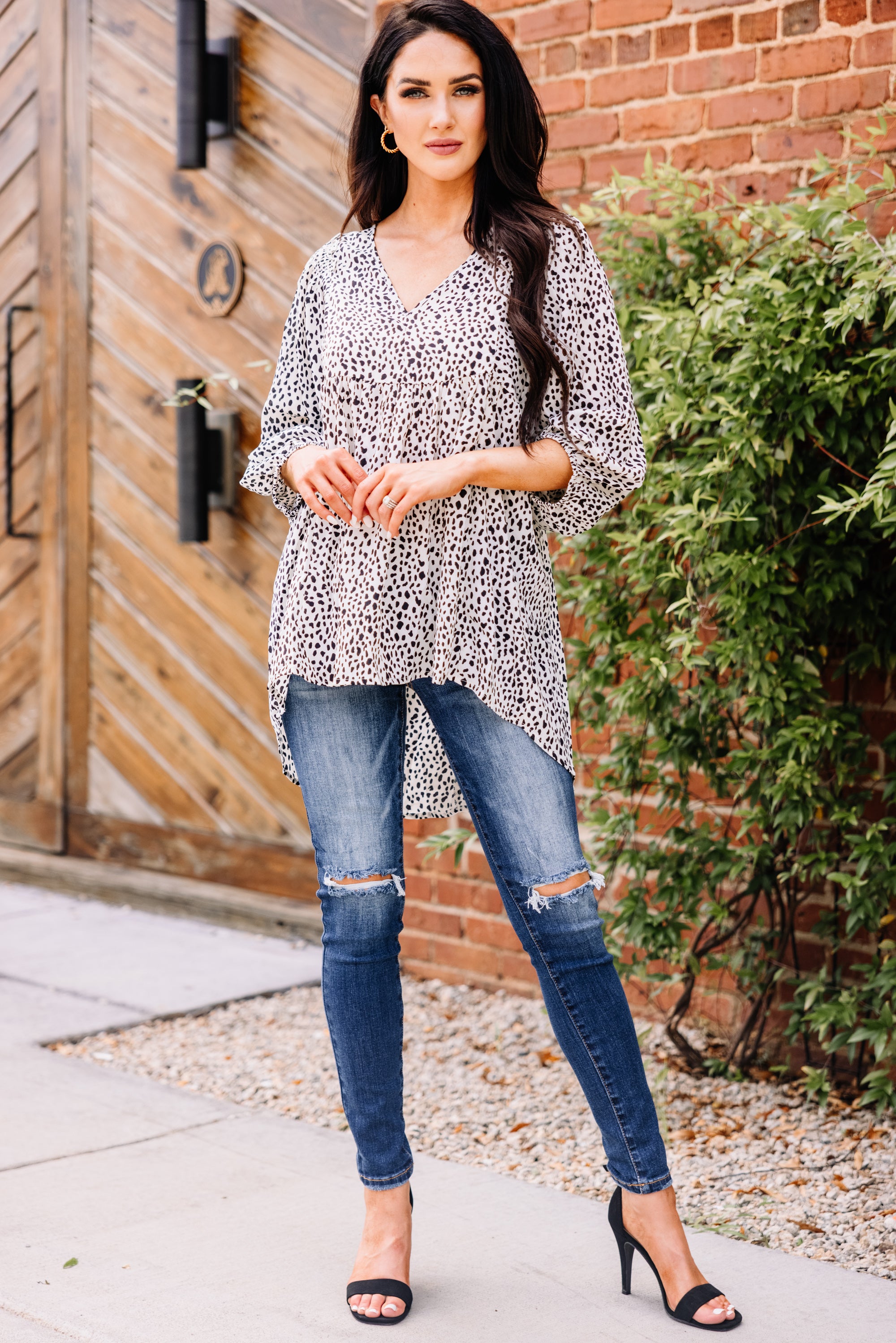 Feeling Wild: Cream White Spotted Fashion Tunic
