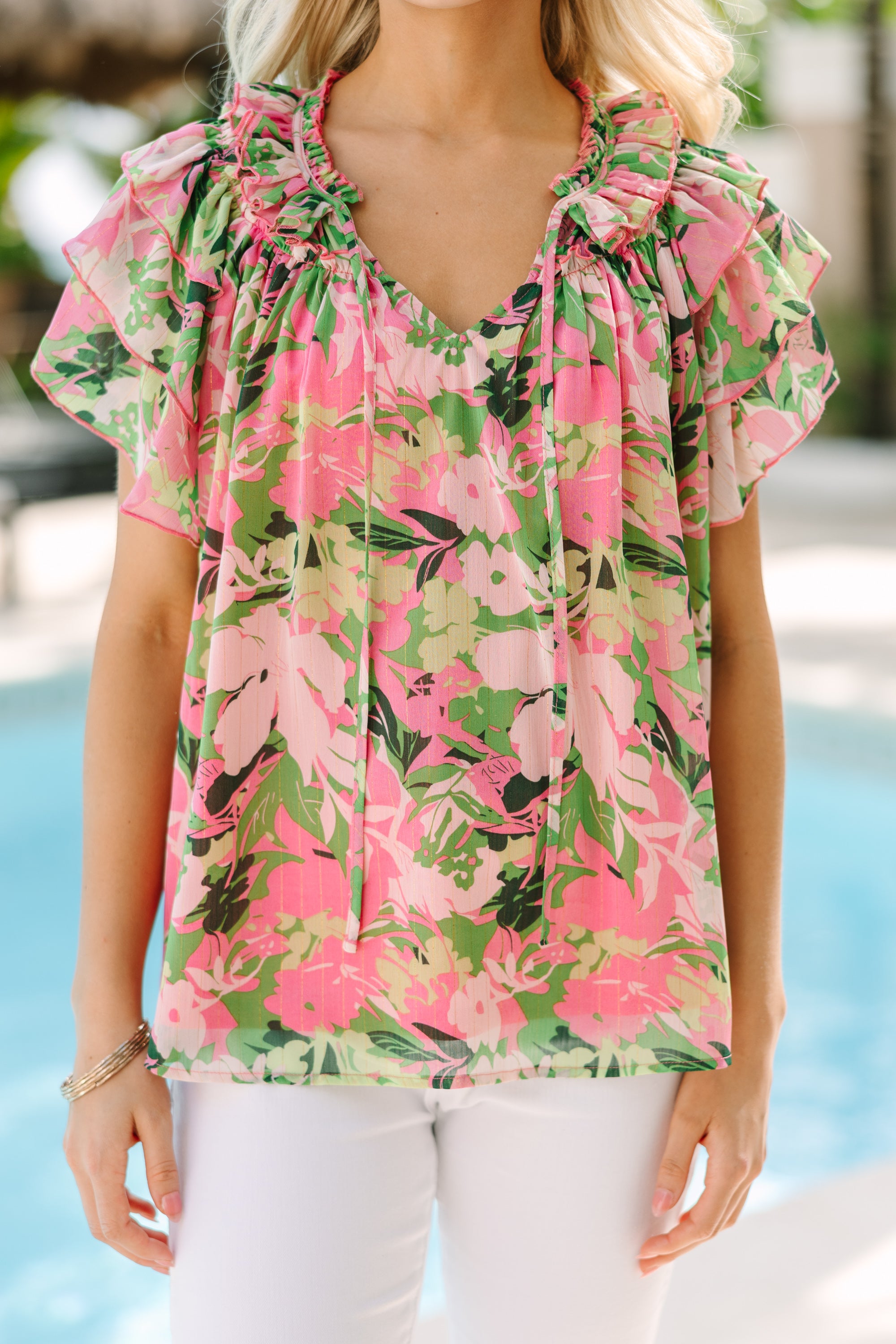 Be There Floral Pink Spring/Summer Floral Blouse