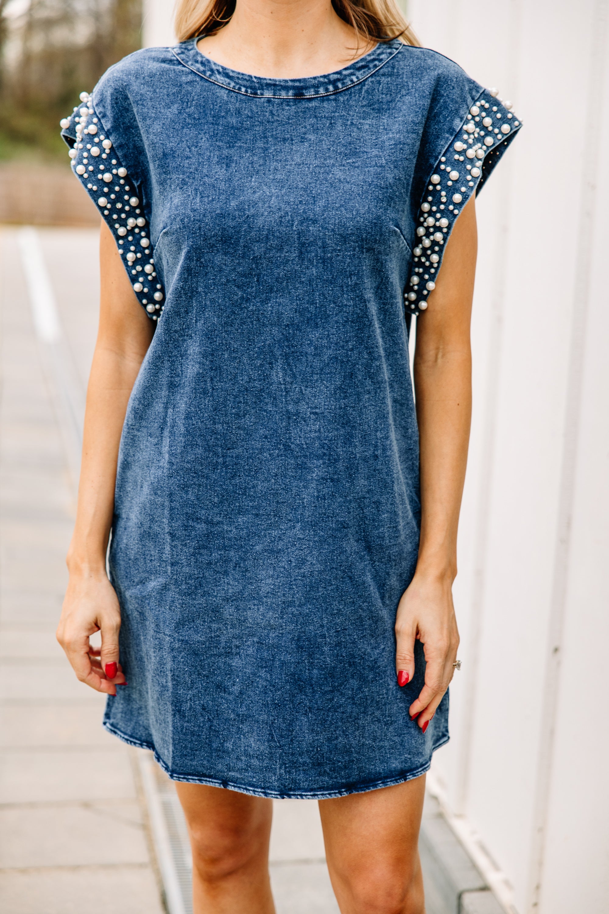 Be Bold: Stunning Dark Denim Embellished Dress