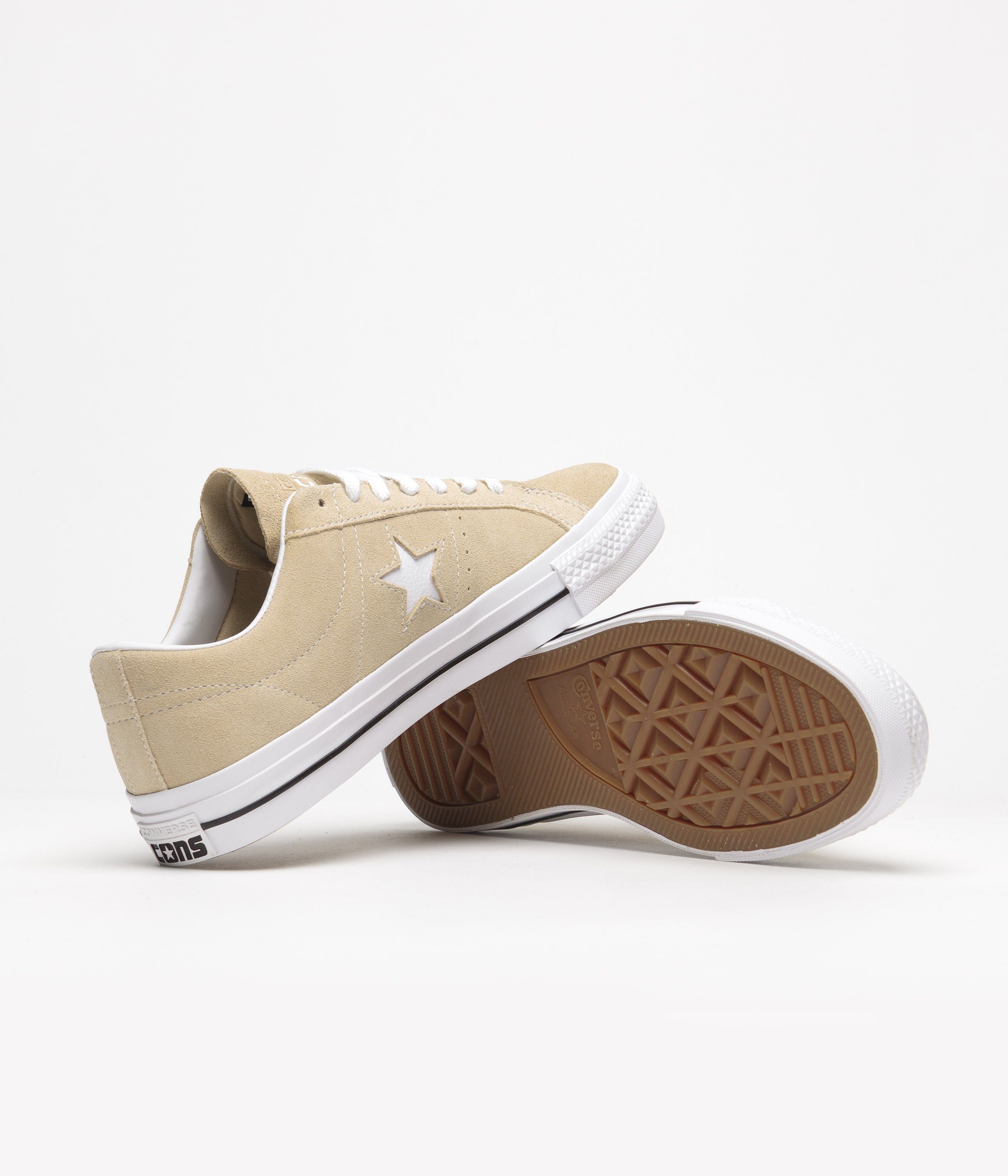 Converse One Star Pro Classic Suede Ox Shoes - Oat Milk/White/Black: Stylish Skate Essential