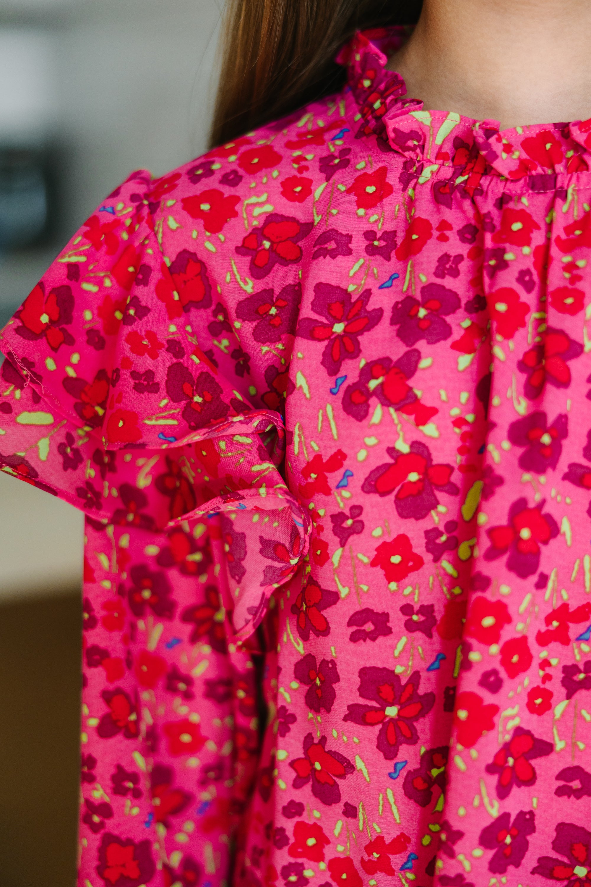 Gorgeous Girls' Heart - Melting Pink Floral Blouse