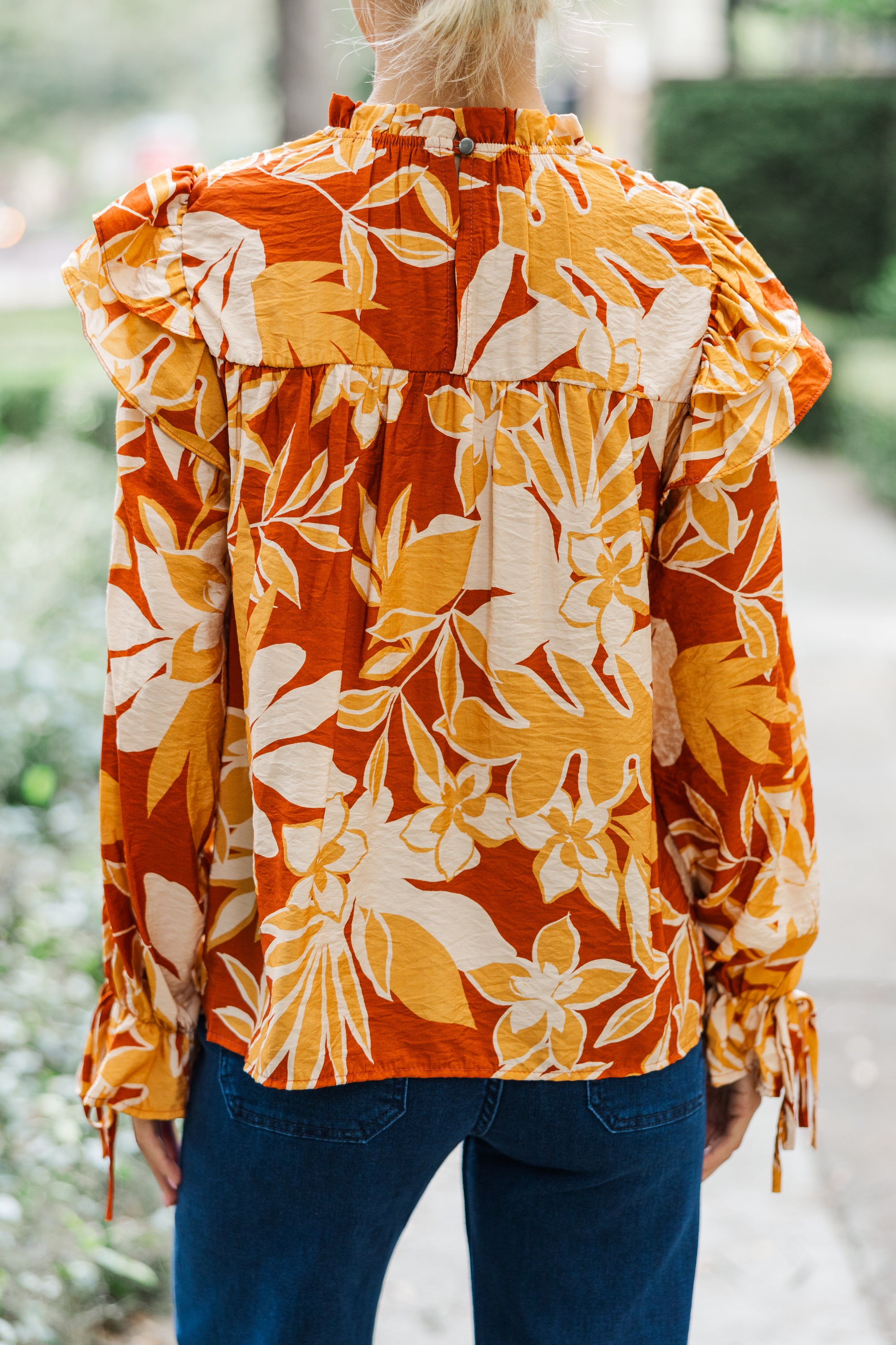 Mustard Yellow Floral Back-to-Back Blouse