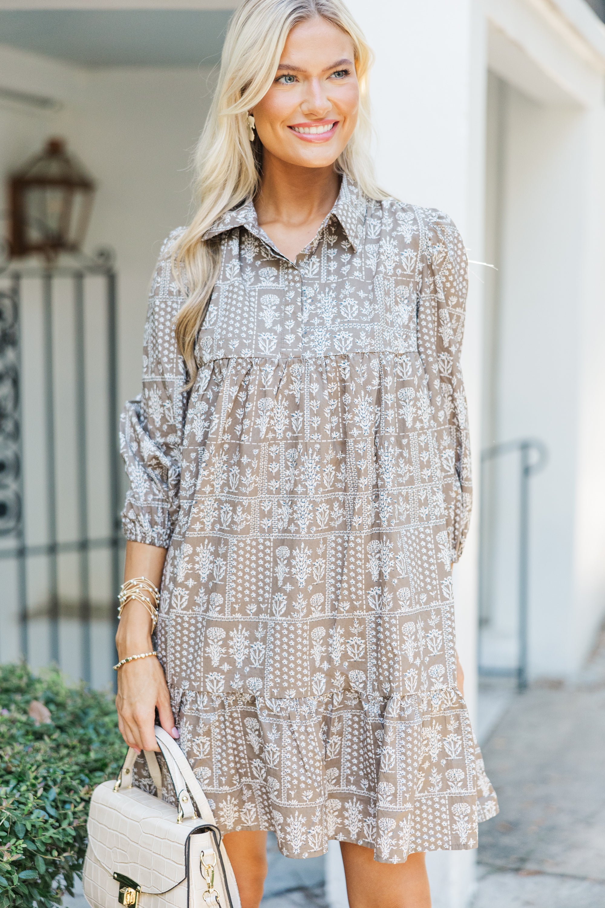Irresistible Mocha Brown Floral Dress - Good To Go Everywhere