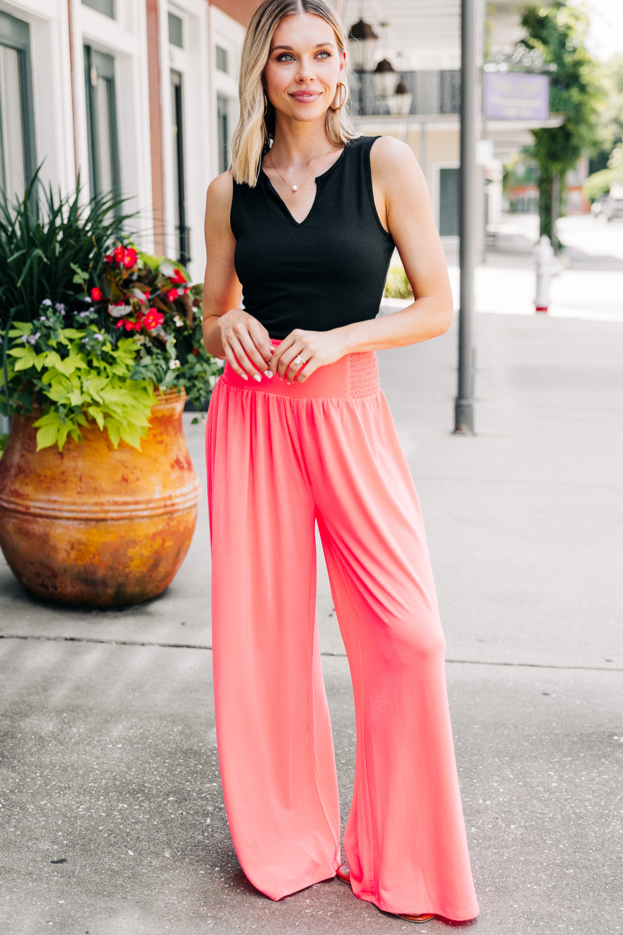 Back to the Fun: Coral Pink Wide Leg Pants