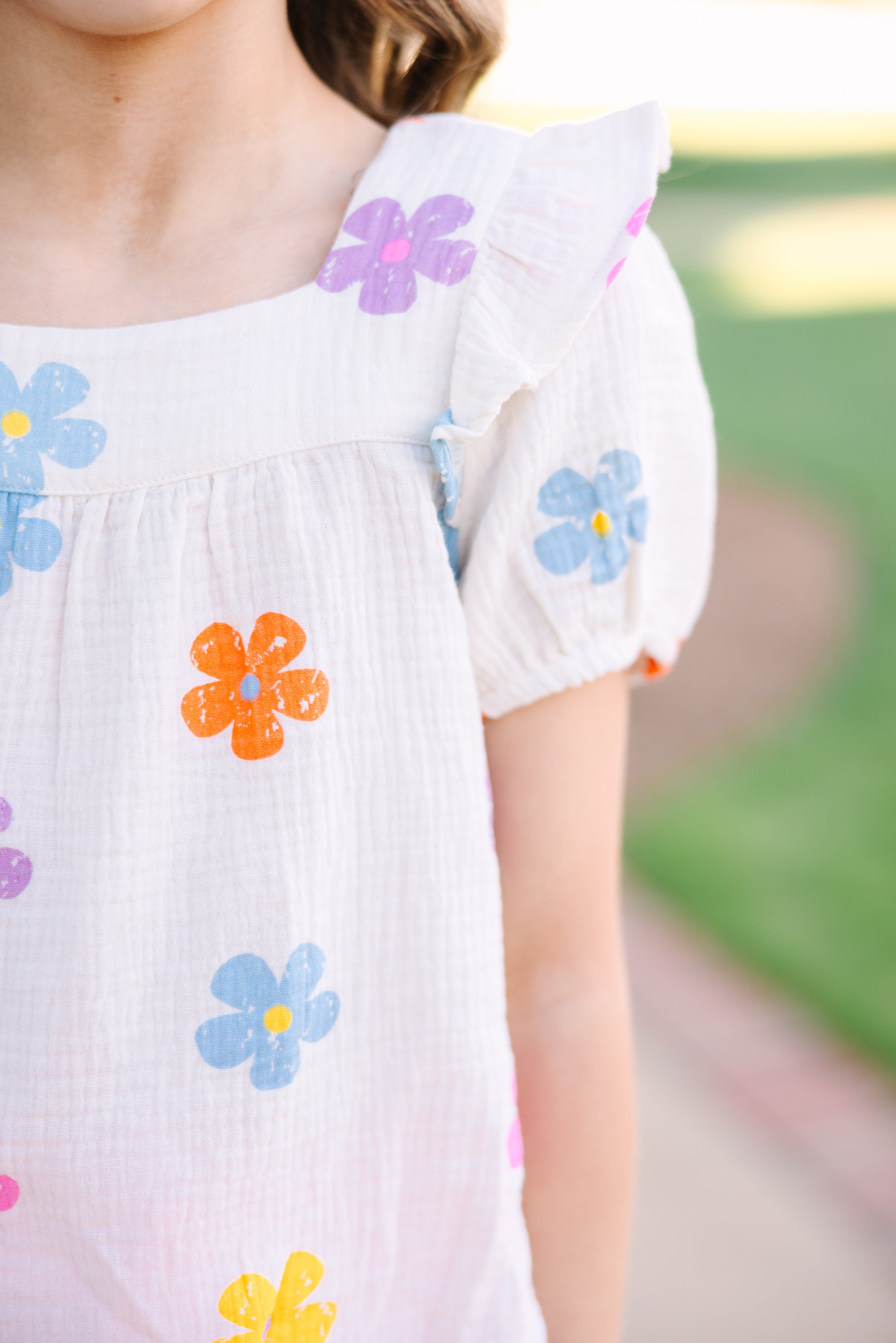 Irresistible Girls' White Floral Playing Games Blouse