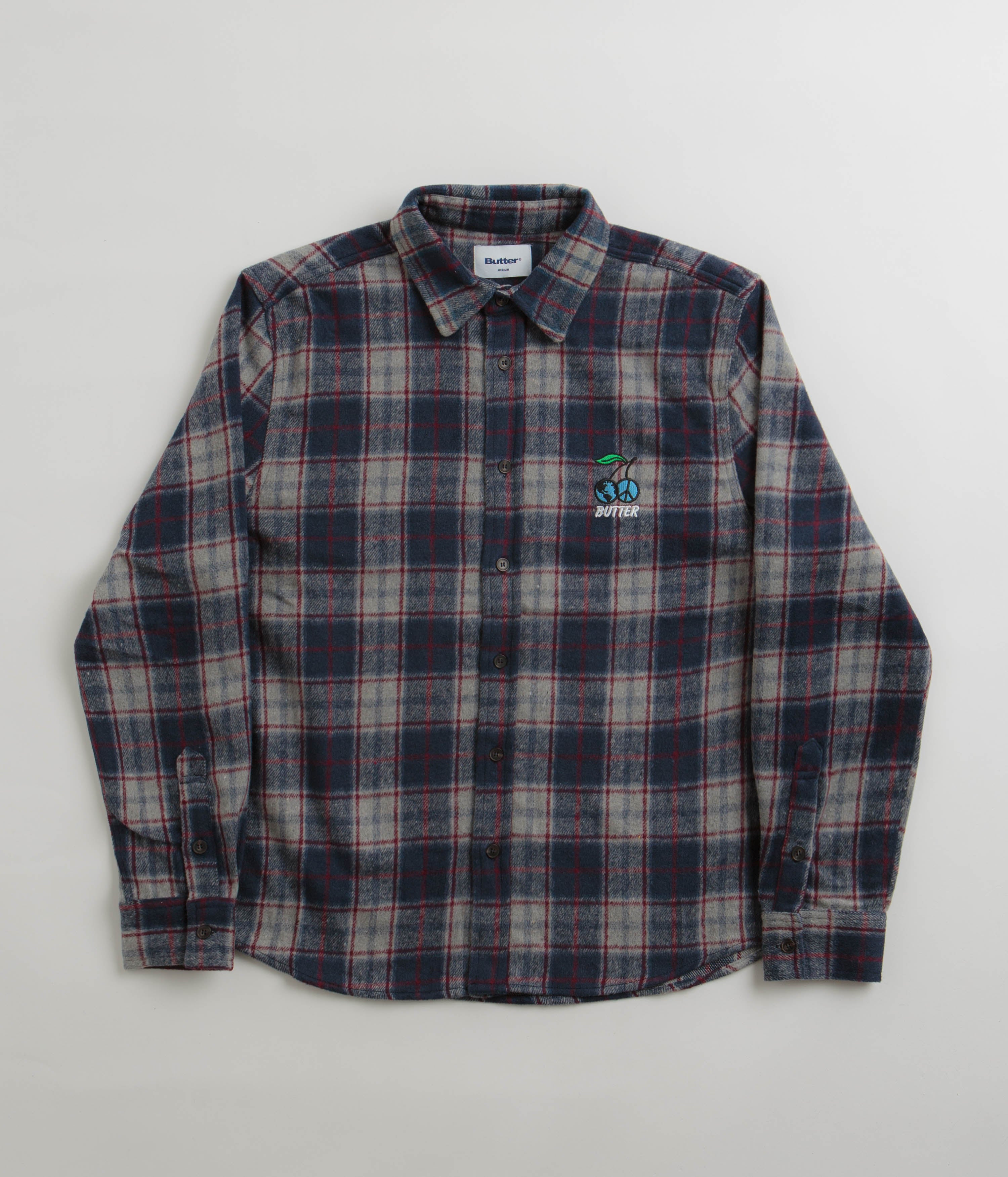 Butter Goods Navy Cherry Flannel Shirt - A Skate Brand Gem