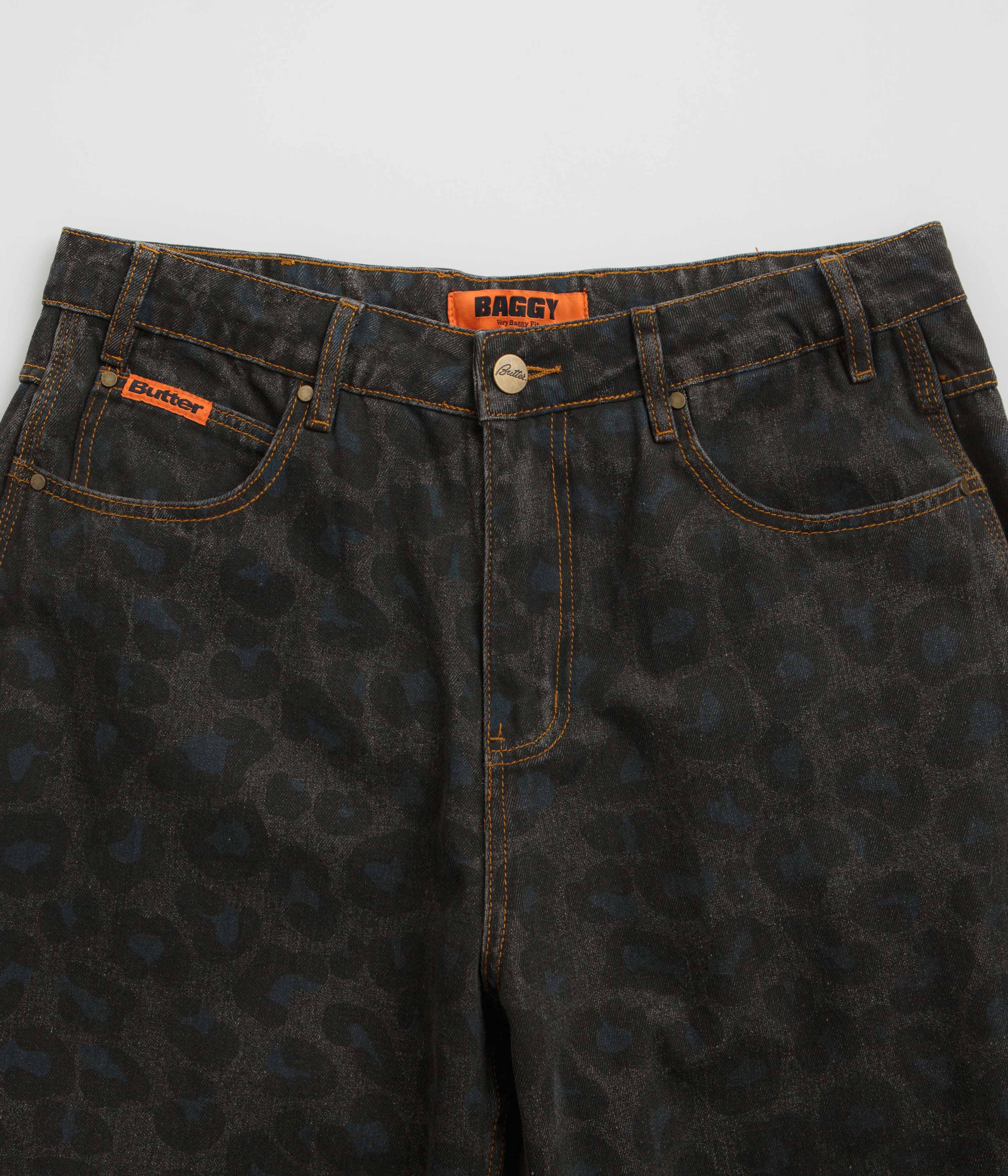 Butter Goods Black Leopard-Print Baggy Jeans - Irresistible Style!