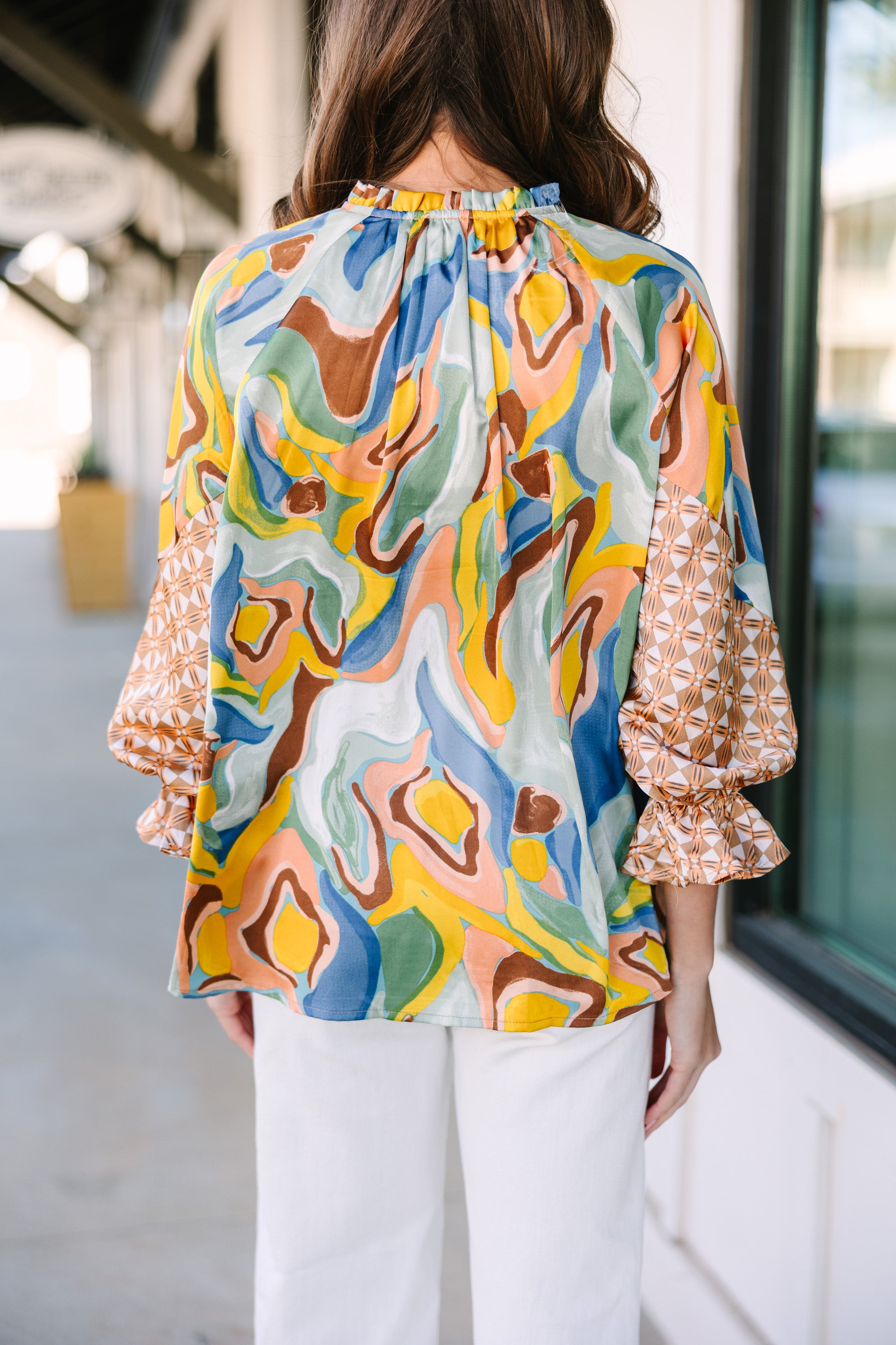 Alluring All-In-A-Day Brown Abstract Blouse