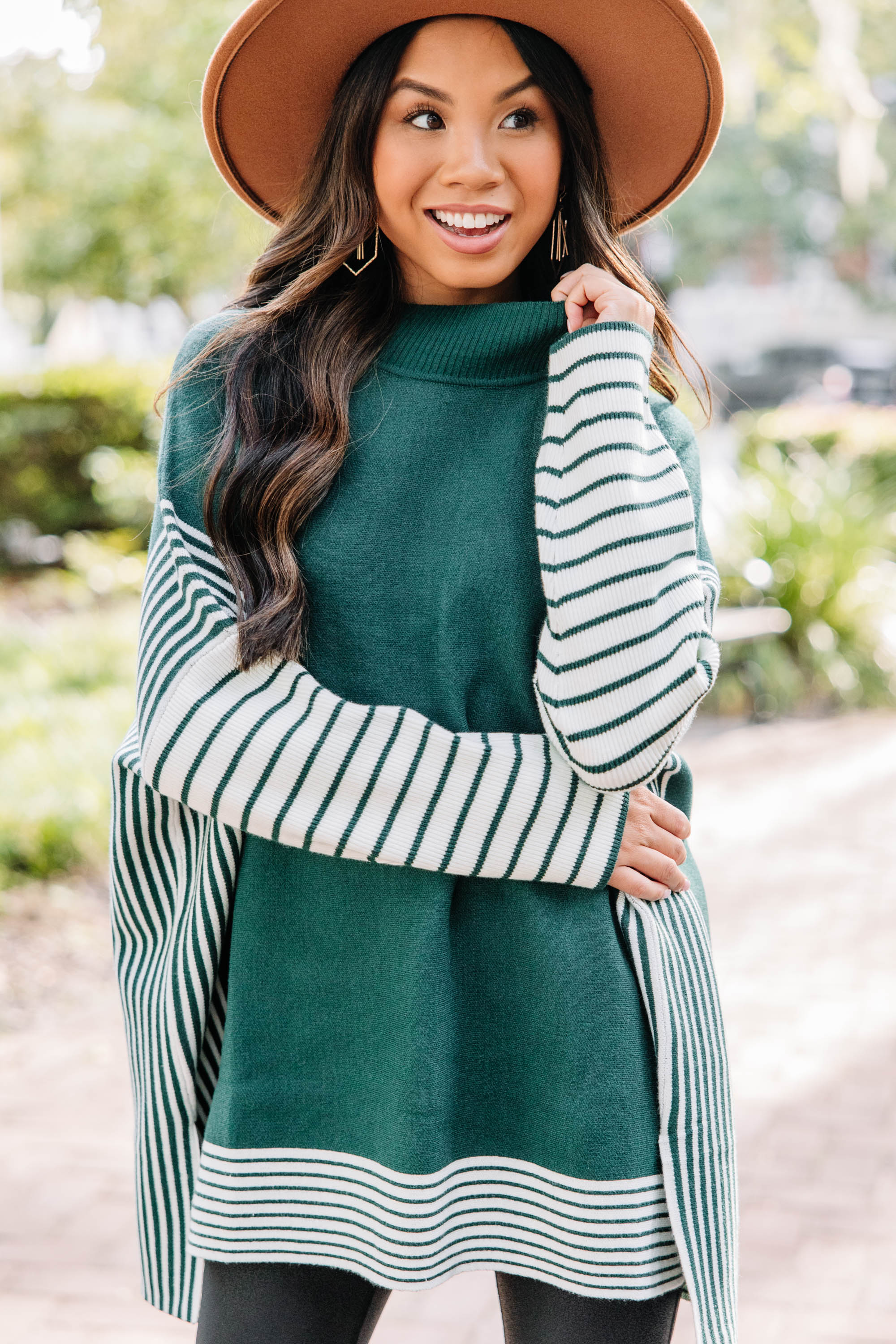 Hunter Green All - In Striped Tunic: A Fashion Must - Have!