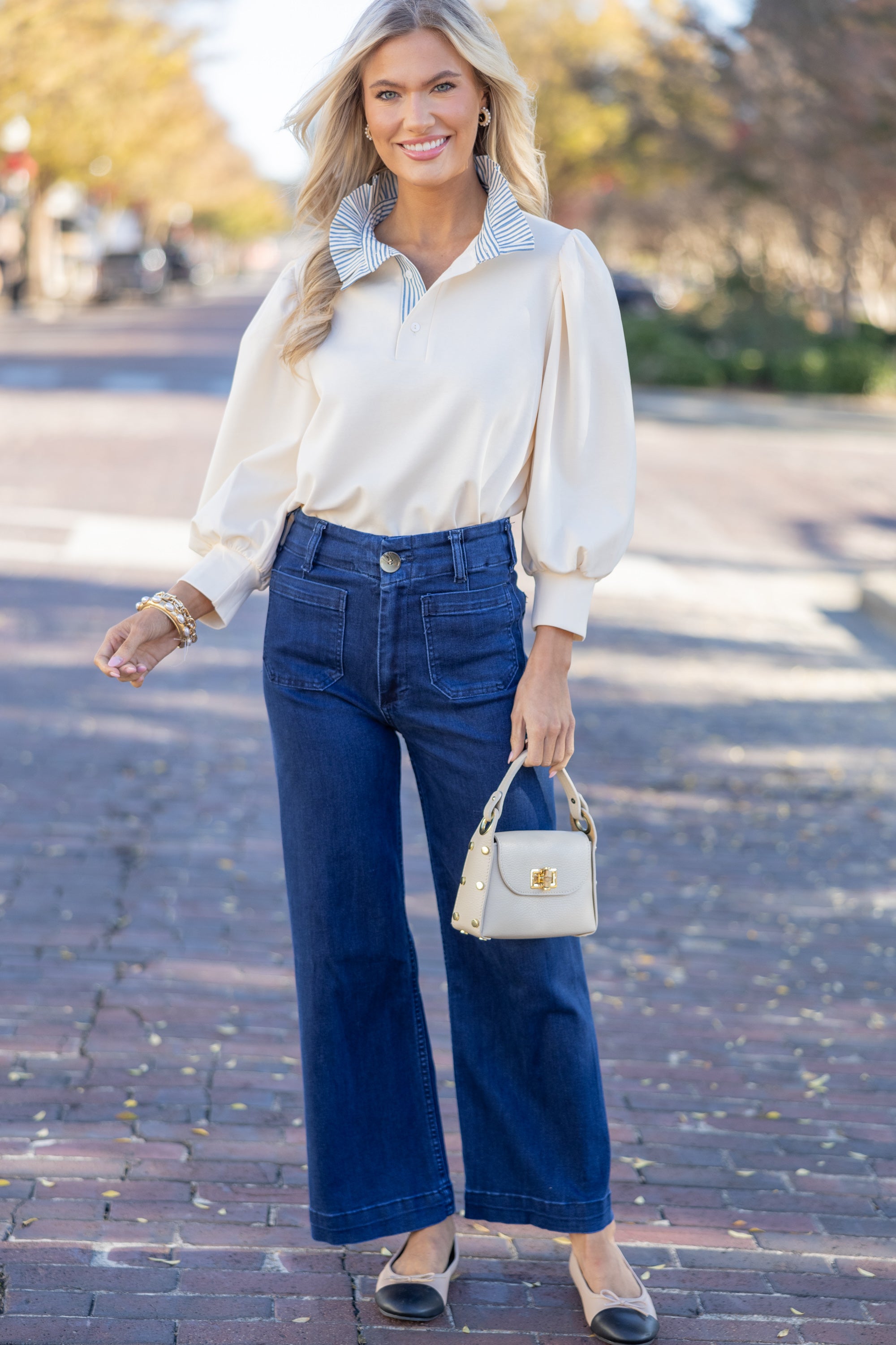 Stylish All In Order 3/4 Sleeve Cream Blouse - A Must-Have!