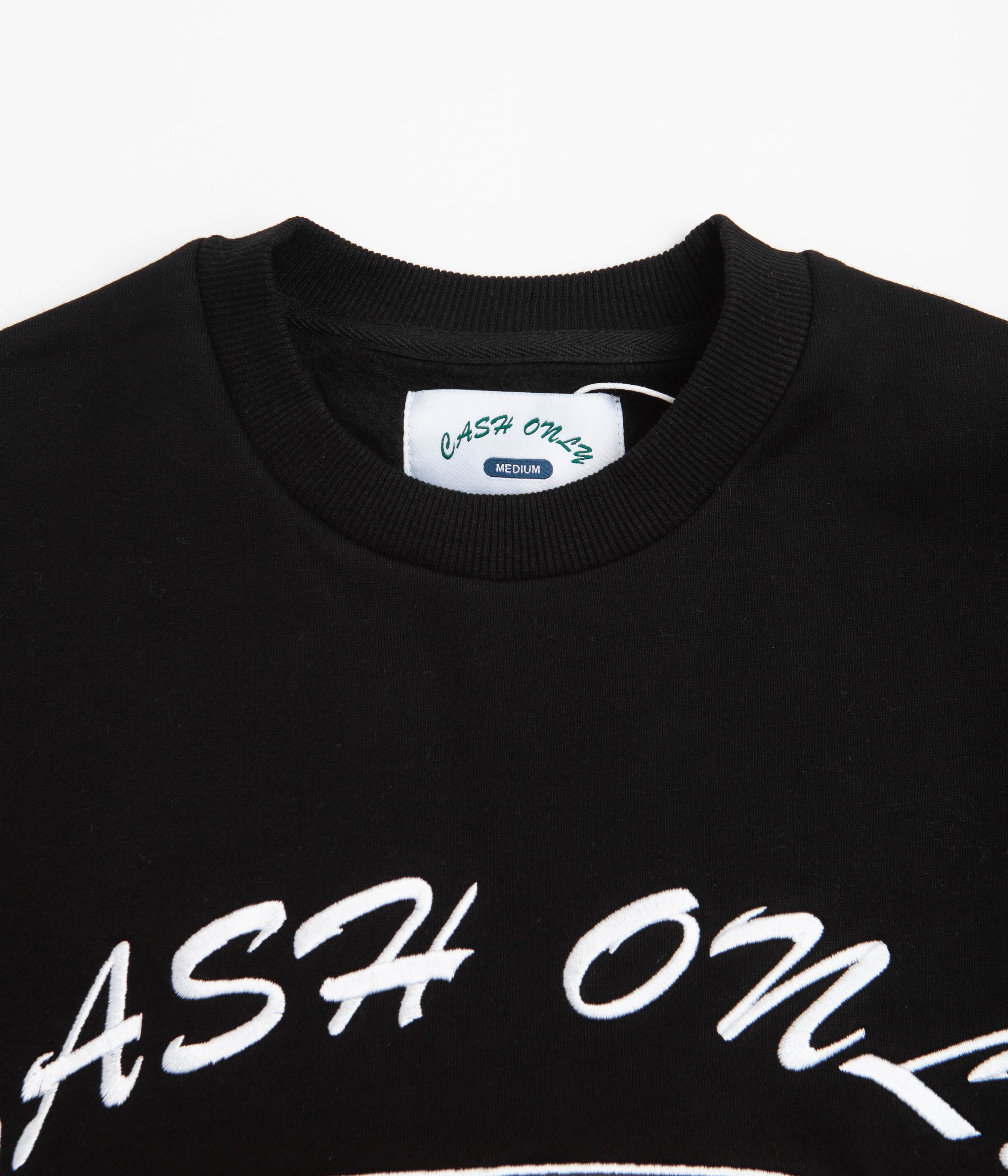 Cash Only Black Car Embroidered Crewneck Sweatshirt - A Must-Have!