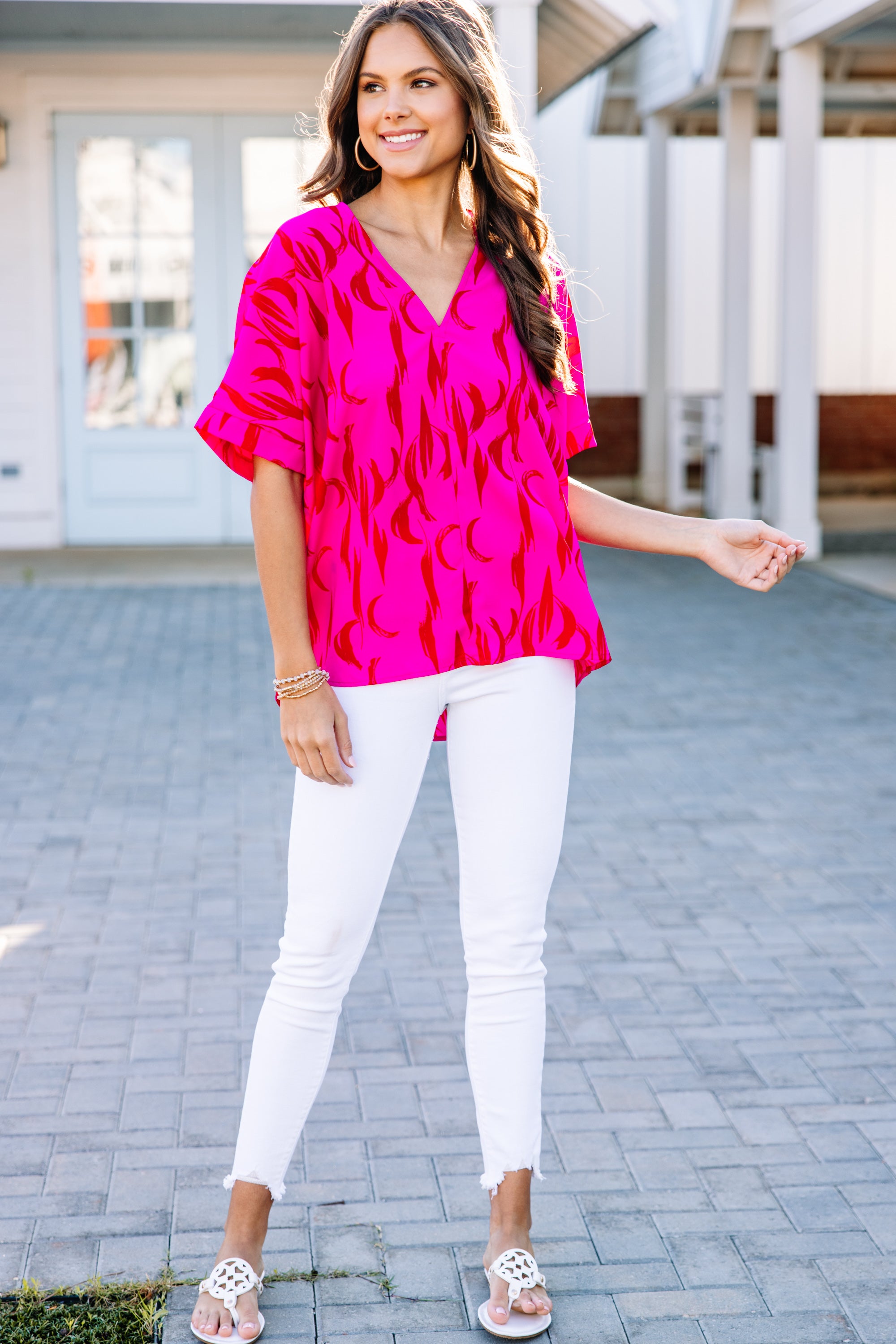 Stunning Hot Pink Abstract Fashion Top