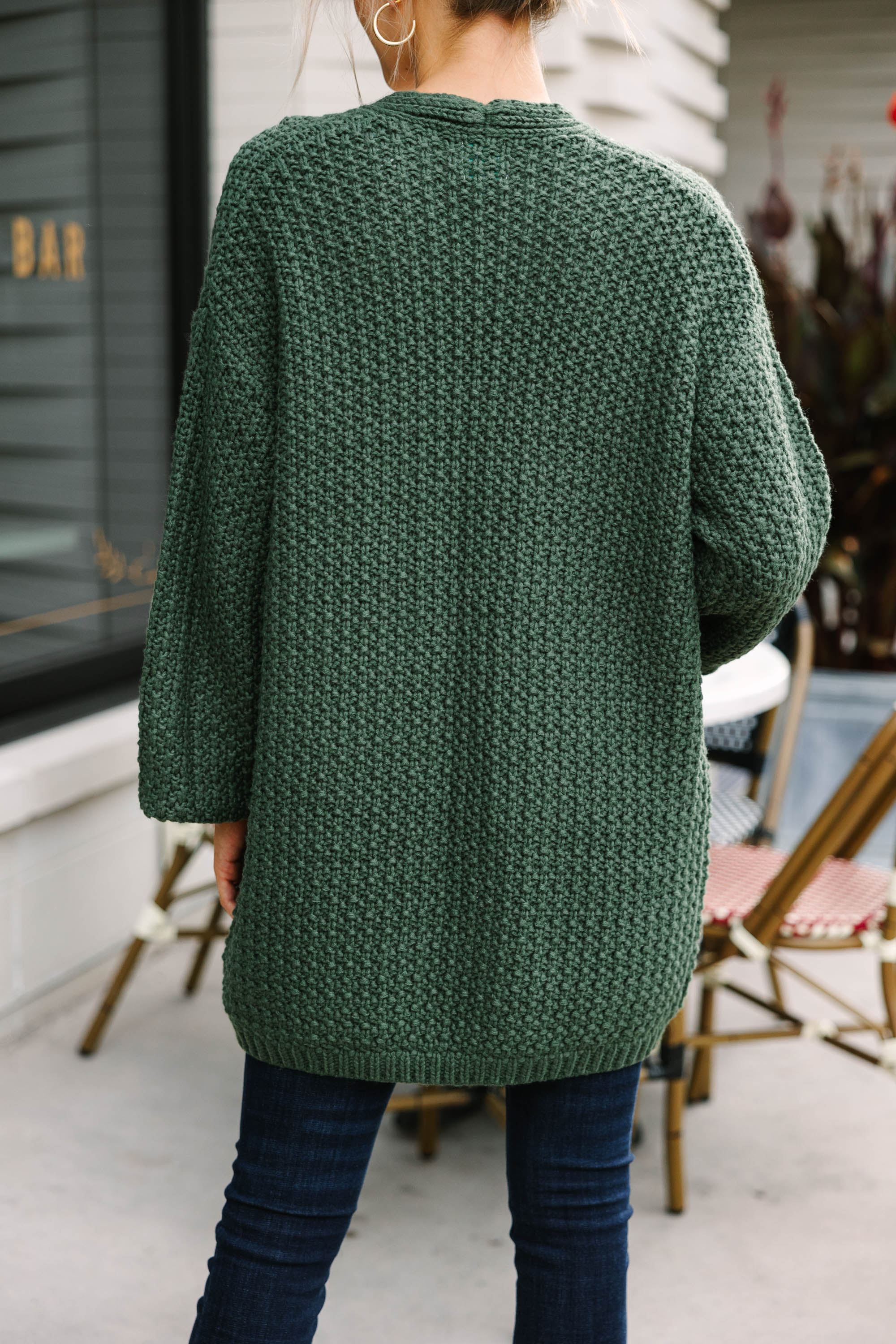 Charming Olive Green Face - The - Day Cardigan