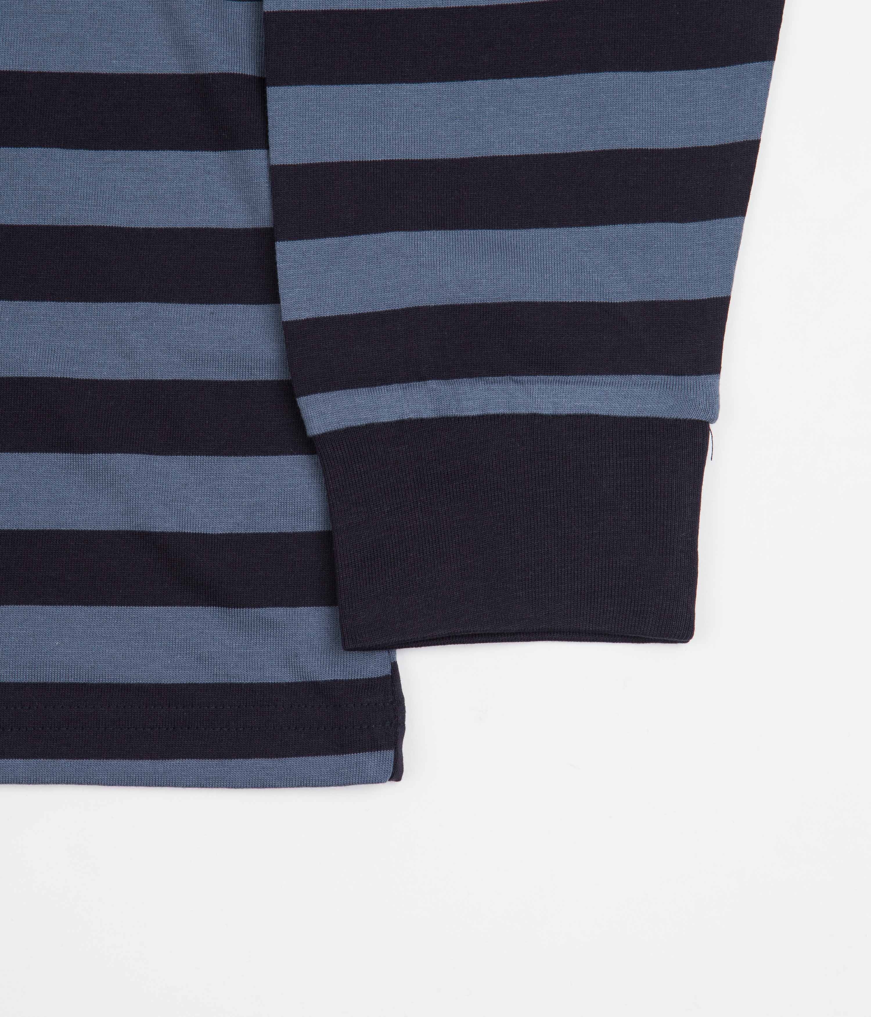 Carhartt Merrick Pocket Long Sleeve T-Shirt - Stylish Stripes in Dark Navy & Storm Blue