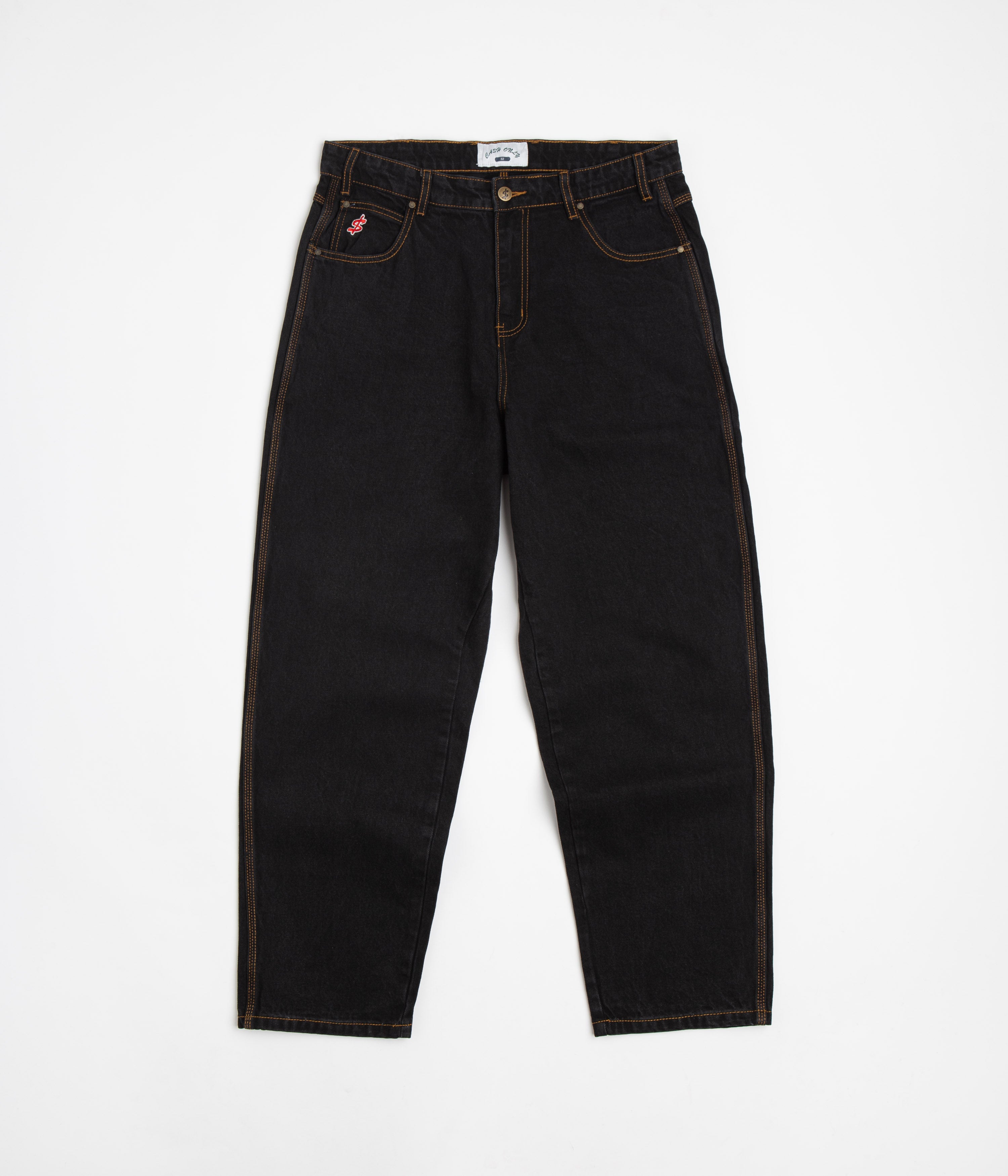 Cash Only Washed Black Logo Baggy Jeans - Urban Style Essential