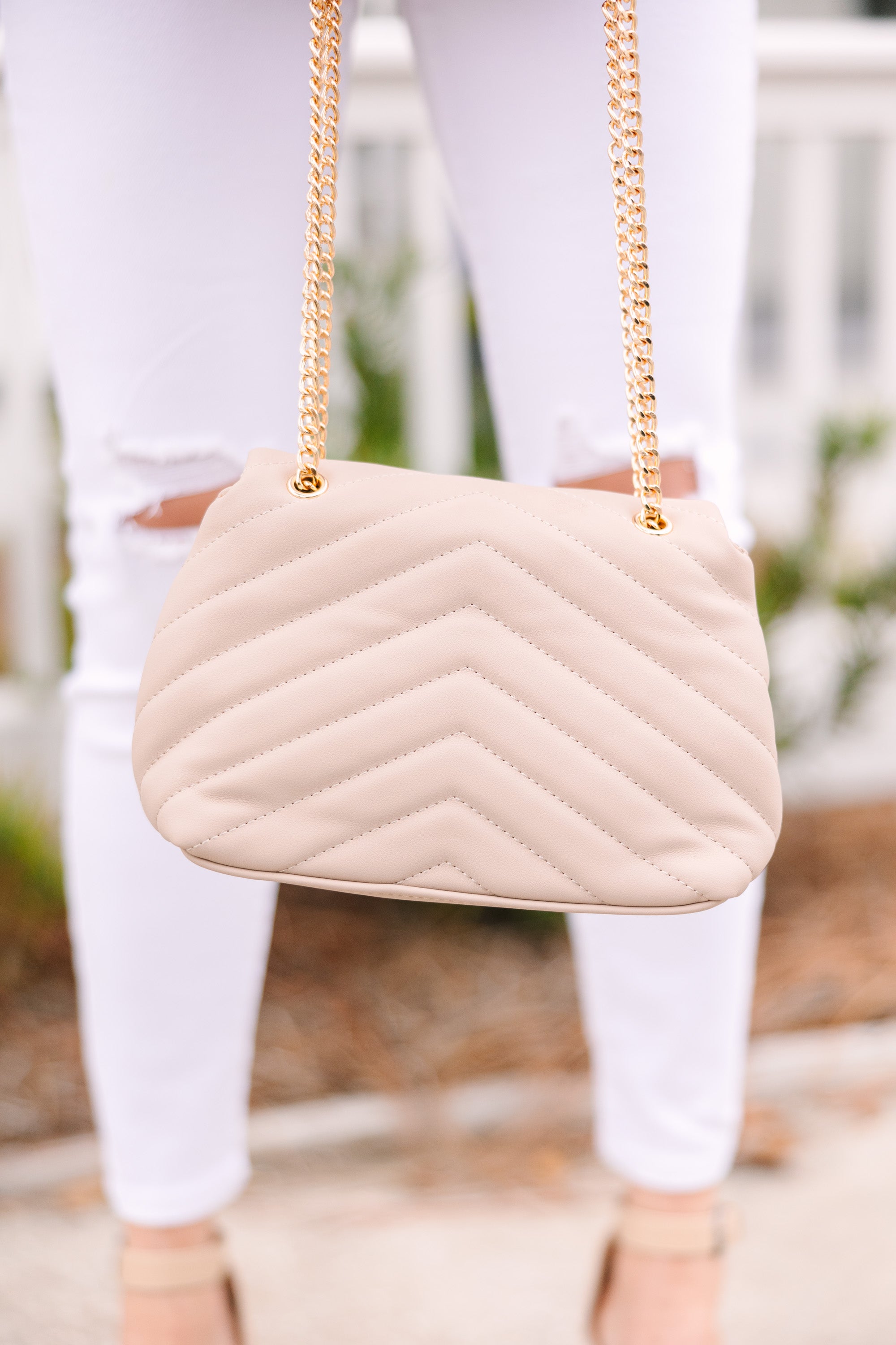 Everyone Knows Elegant Nude Quilted Purse