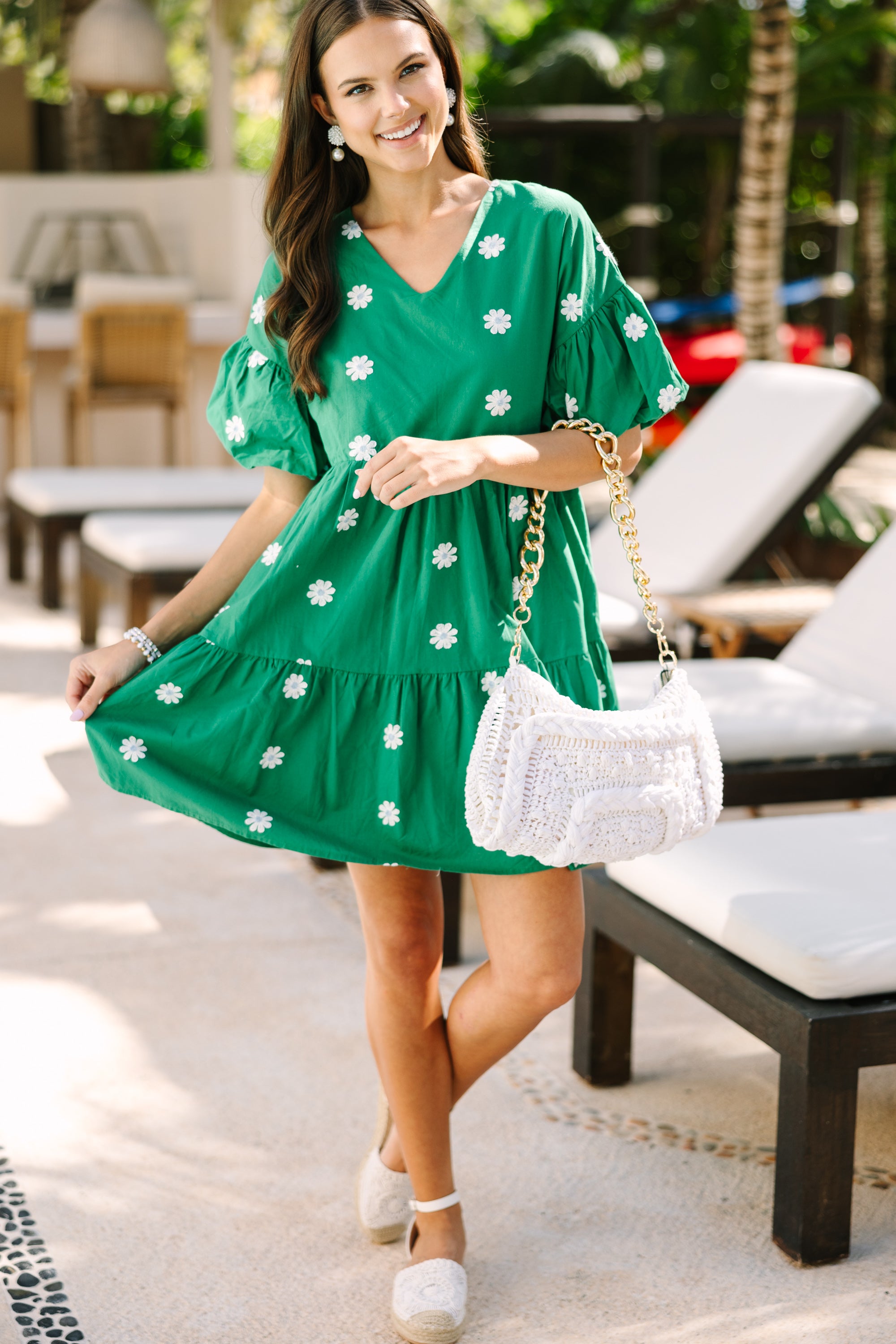 Charming Green Embroidered Dress for a Bright Day
