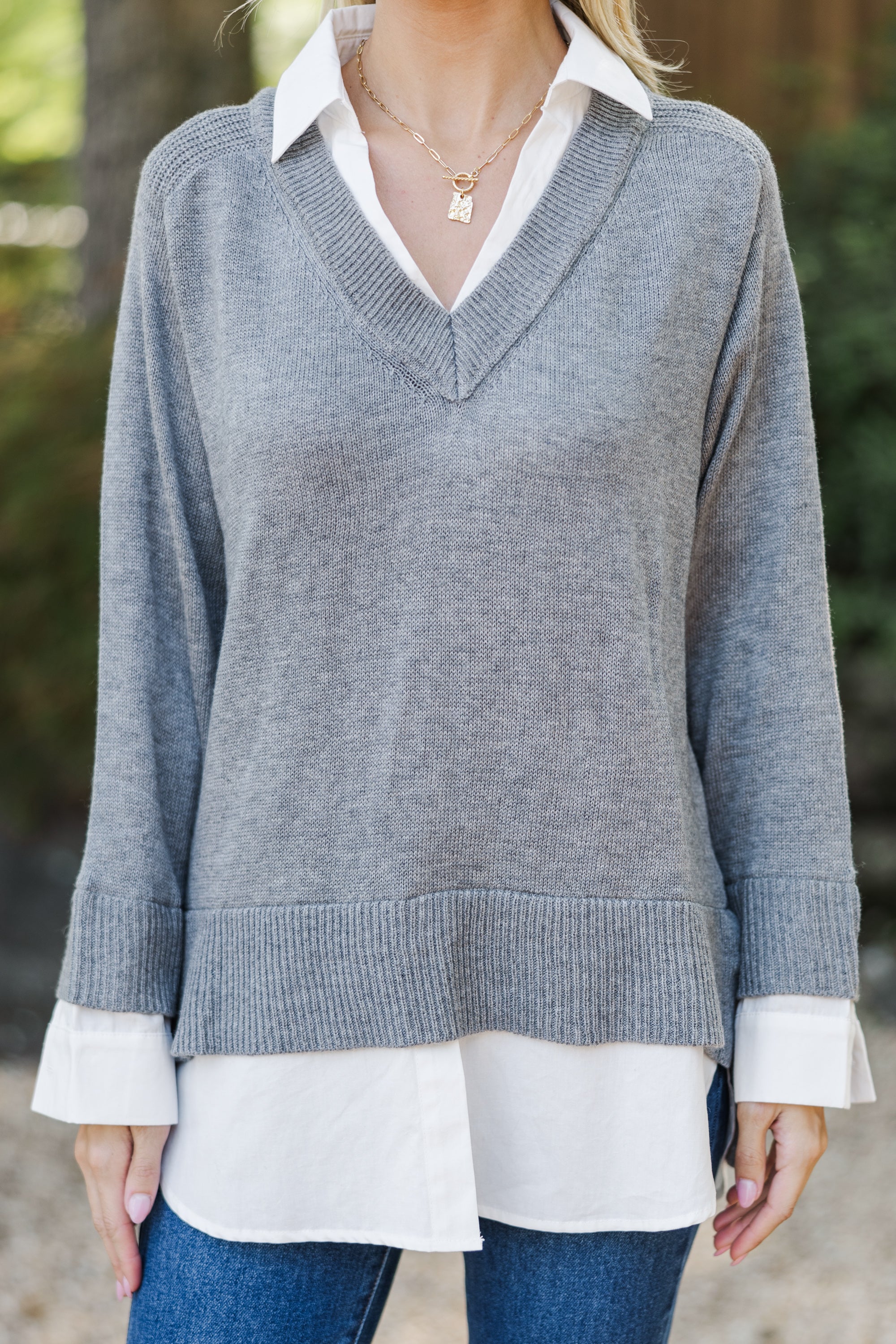 Eyes-On-You Trendy Gray Sweater