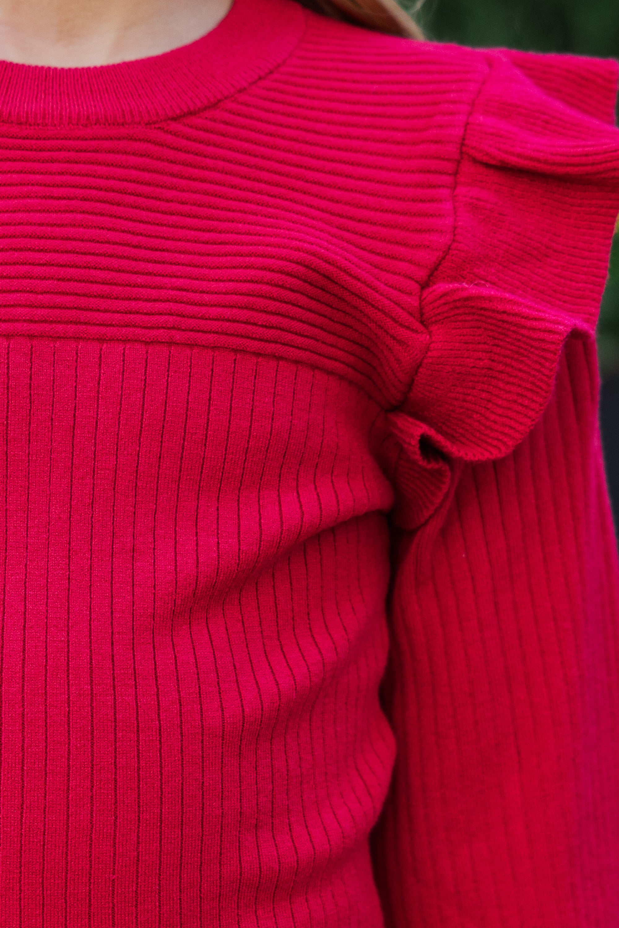 Girls' Reach-Out Red Ruffled Sweater: Look Adorable Now!