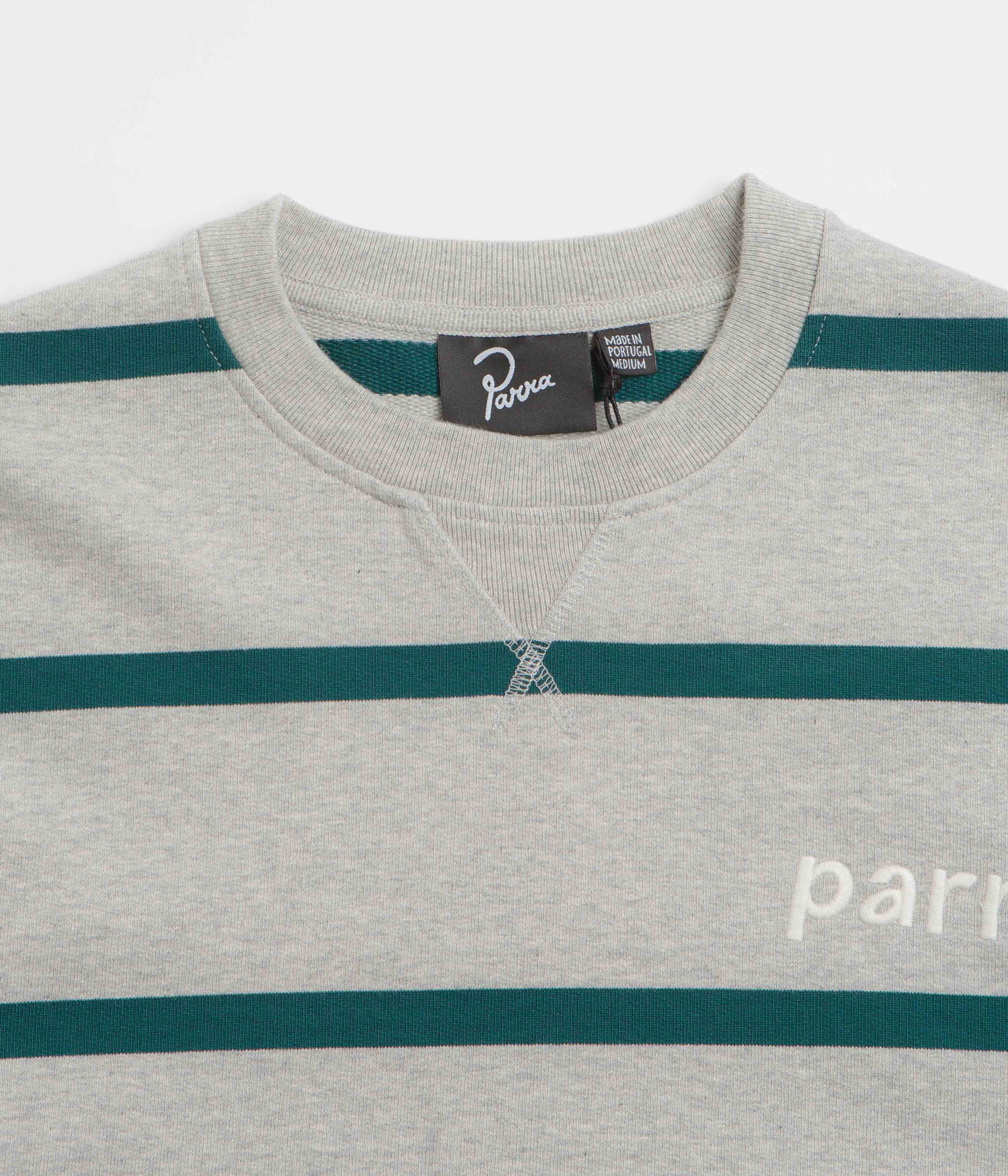 Parra's Pristine Striper Crewneck Sweatshirt in Stunning Heather Grey