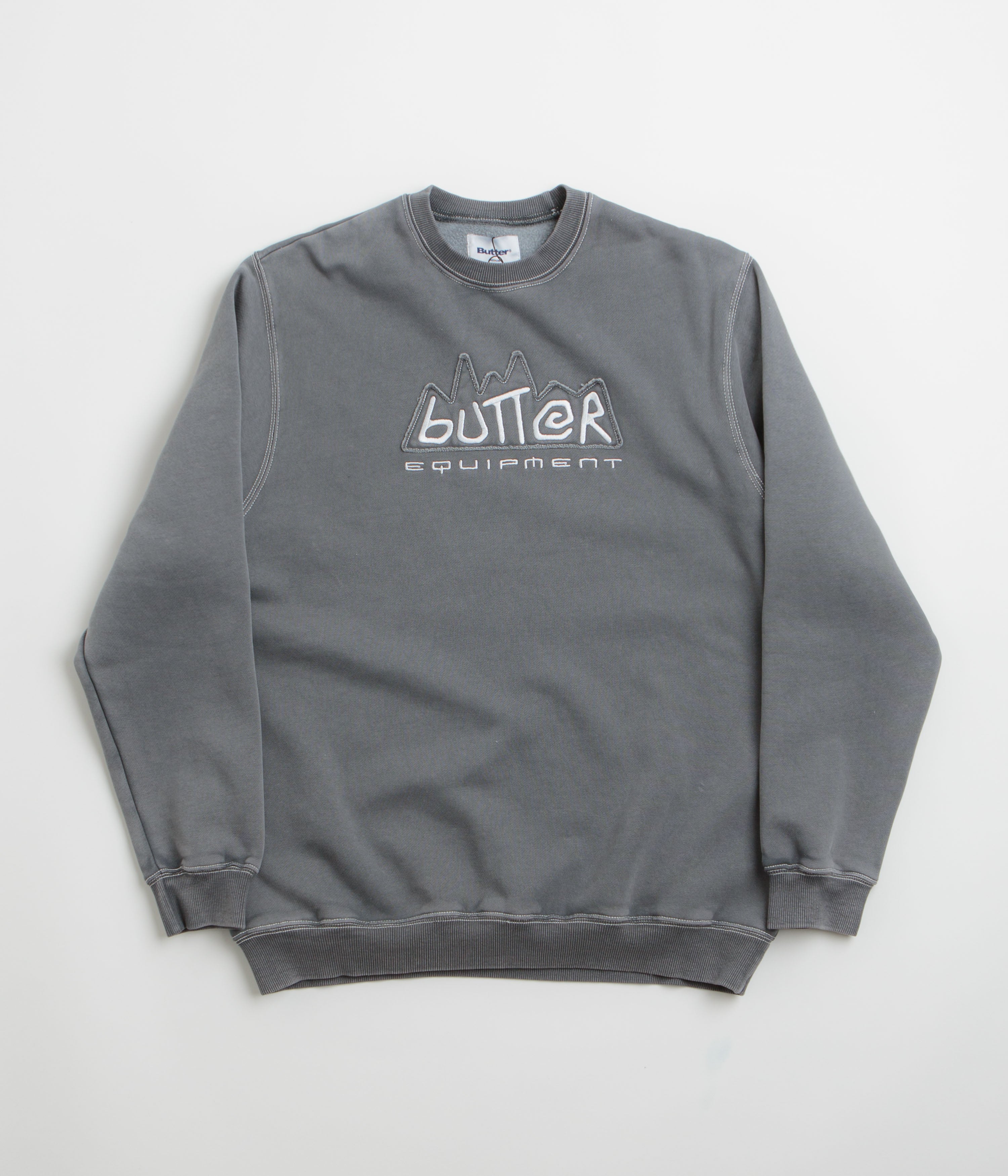 Butter Goods Equipment Applique Crewneck Sweatshirt - Washed Black