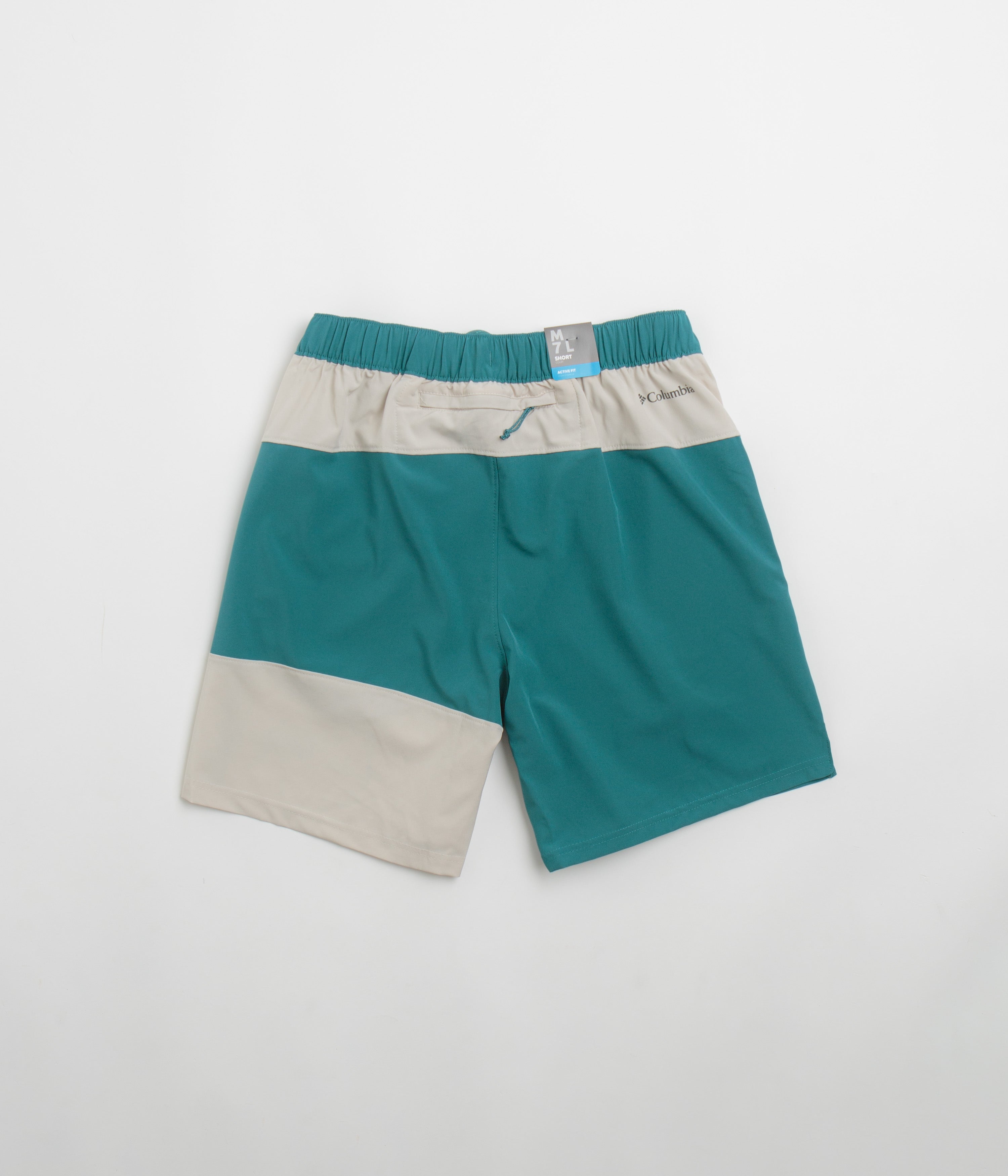 Columbia River Blue & Dark Stone Hike Color Block Shorts - Must-Have for Outdoor Enthusiasts!