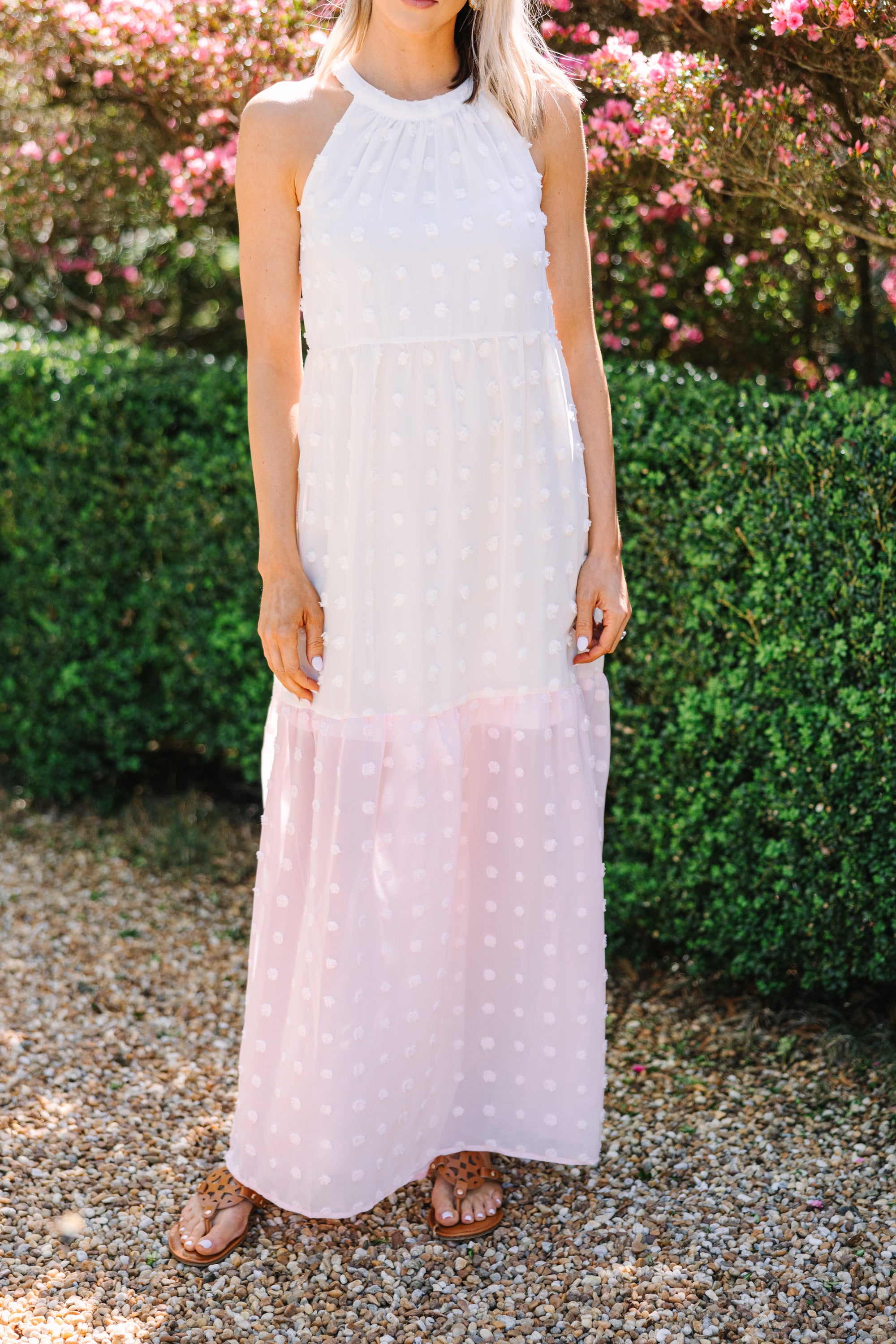 Enchanting All On You Ivory White Swiss Dot Maxi Dress