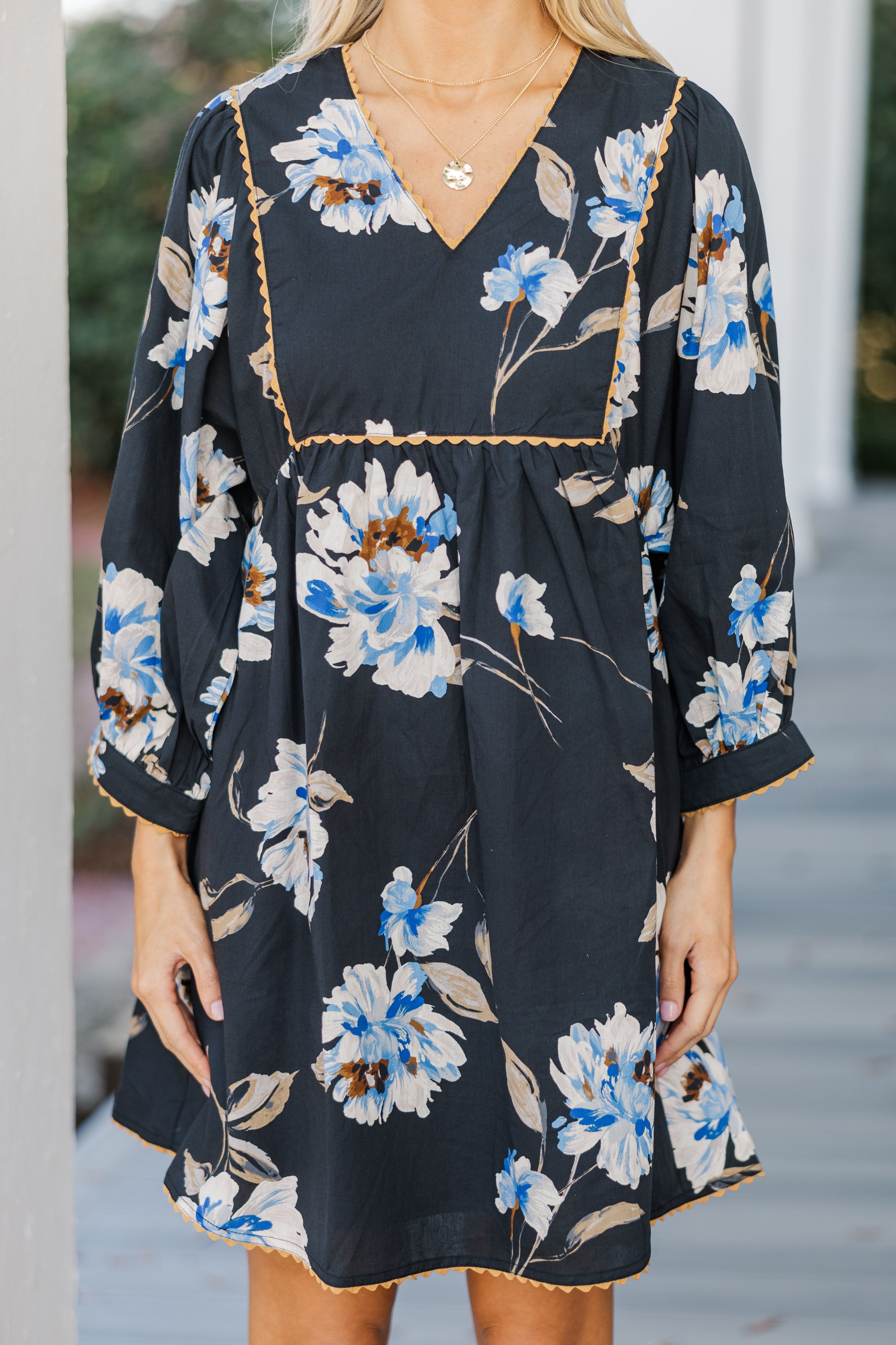 Enchanting All - in - One Black Floral Babydoll Dress