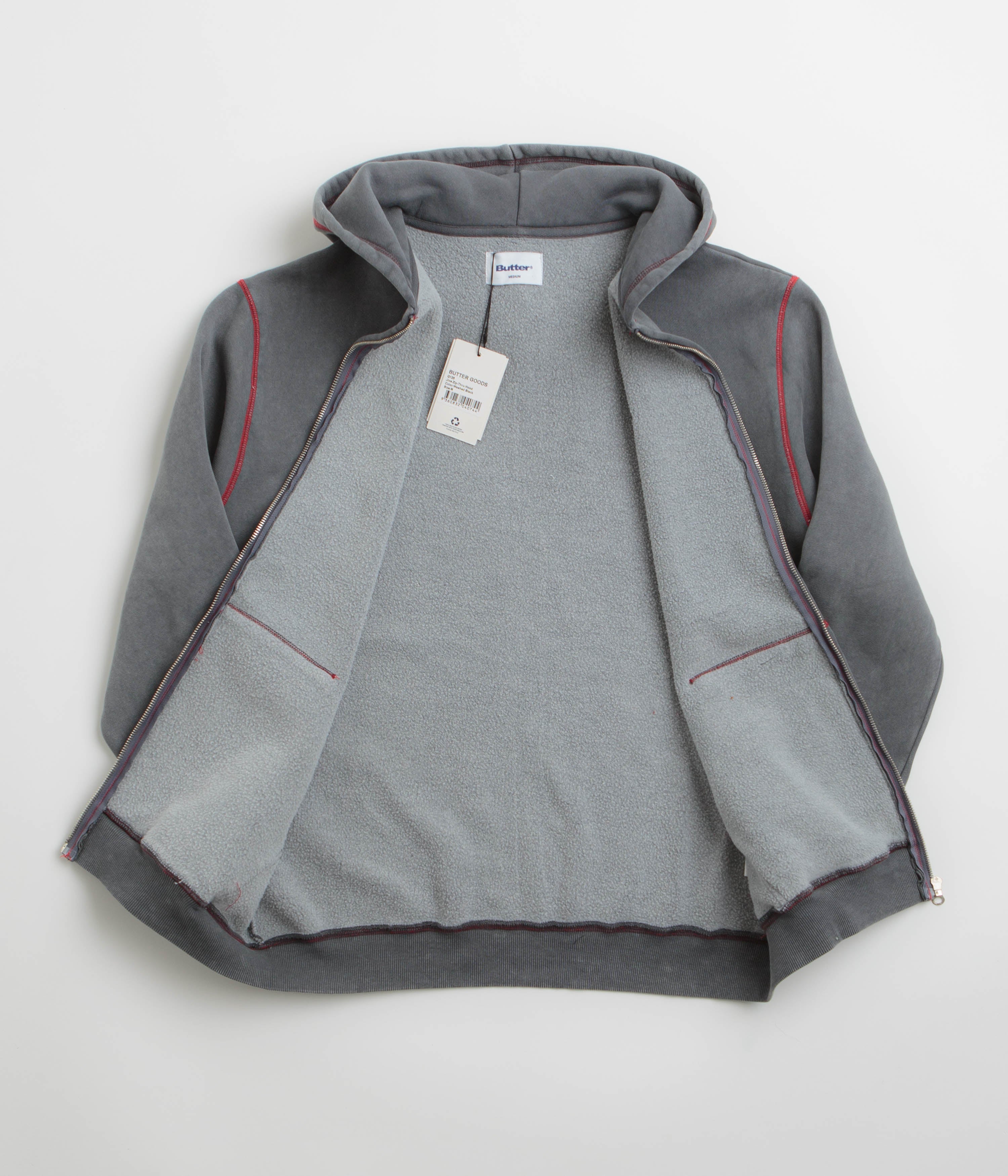 Butter Goods Jive Zip-Thru Hoodie - Stunning Washed Black