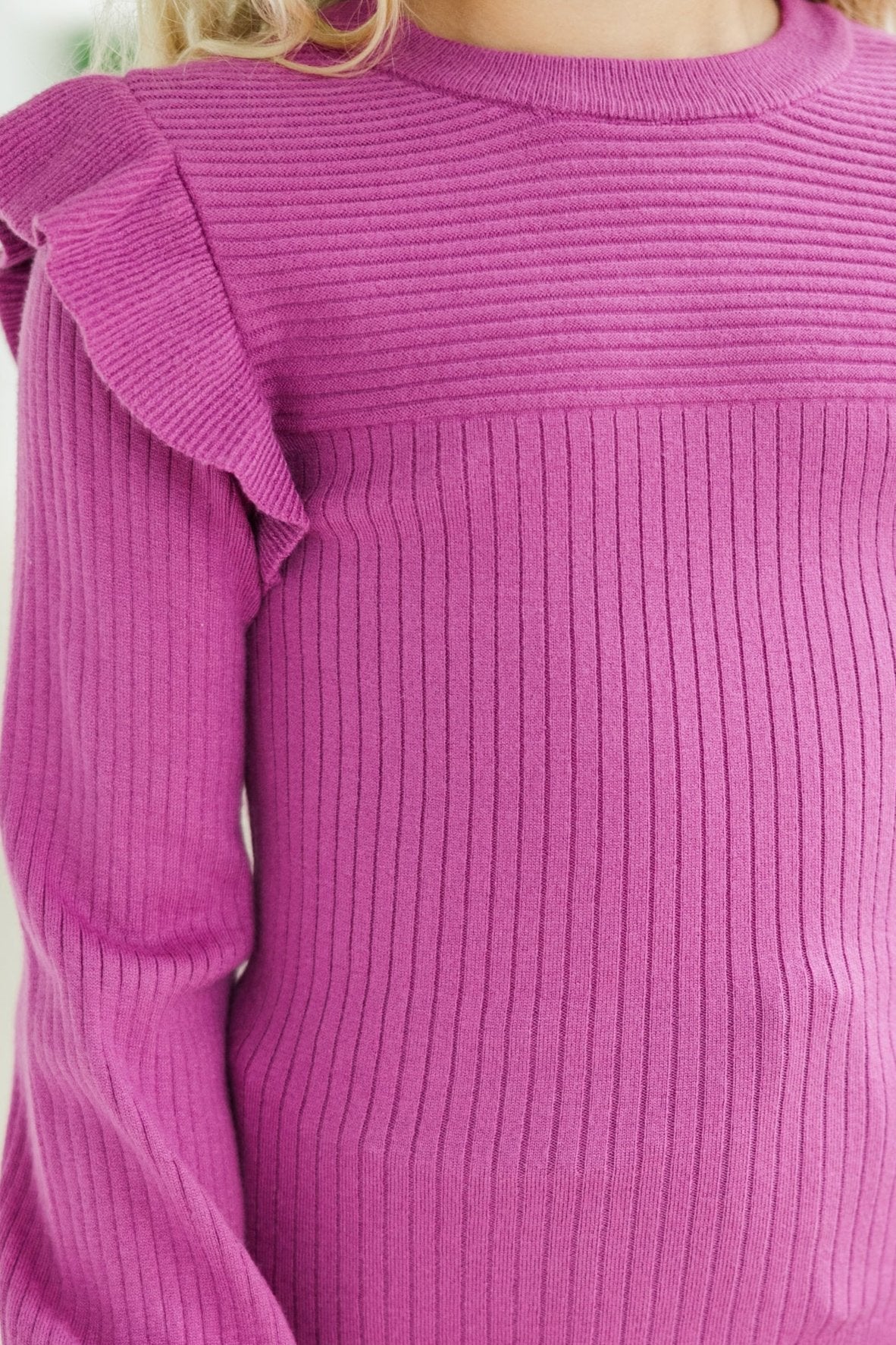 Girls' Plum Purple Ruffled Sweater - Reach for Cute!