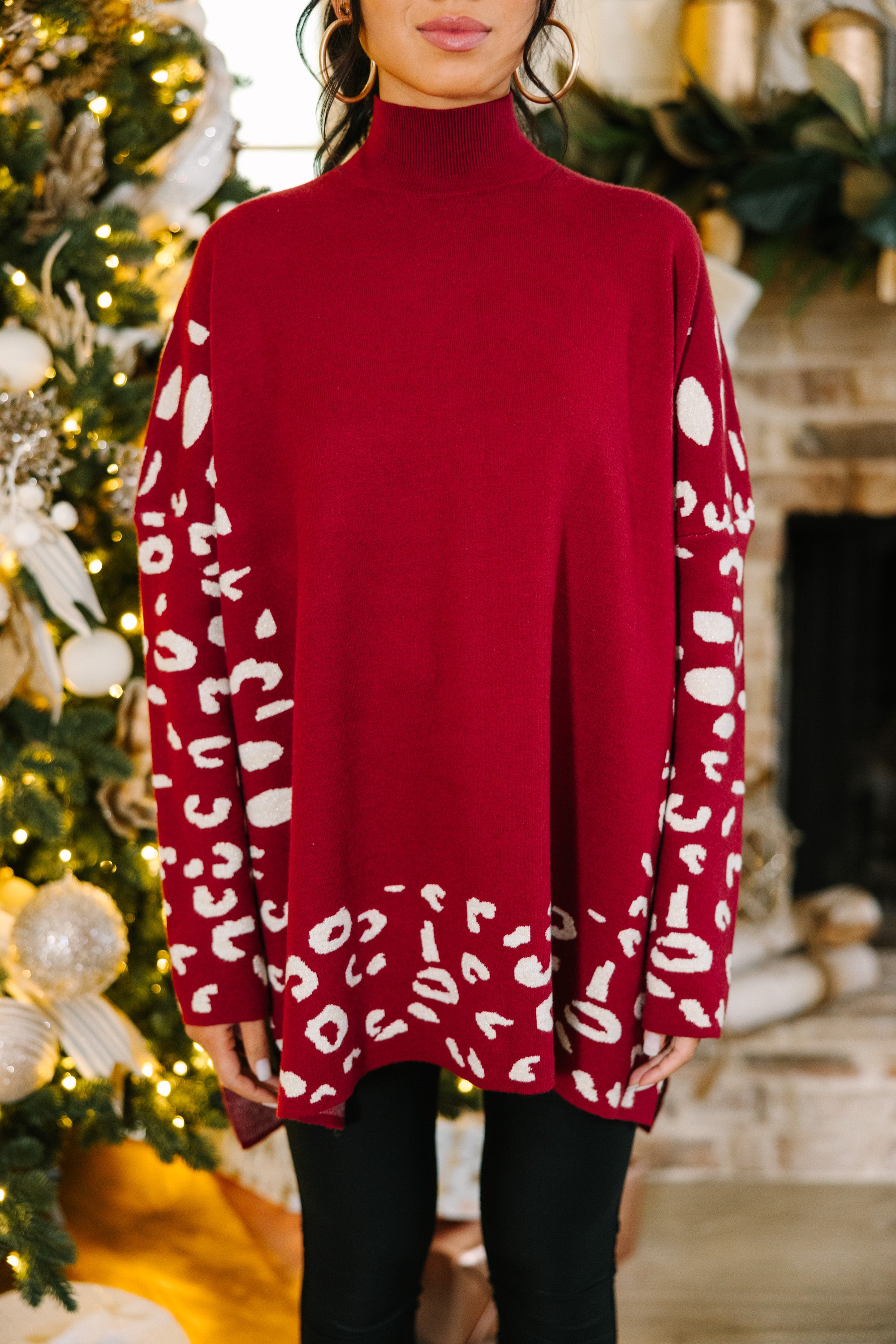 All In Theory Stunning Red Leopard Sweater Tunic - A Must-Have!