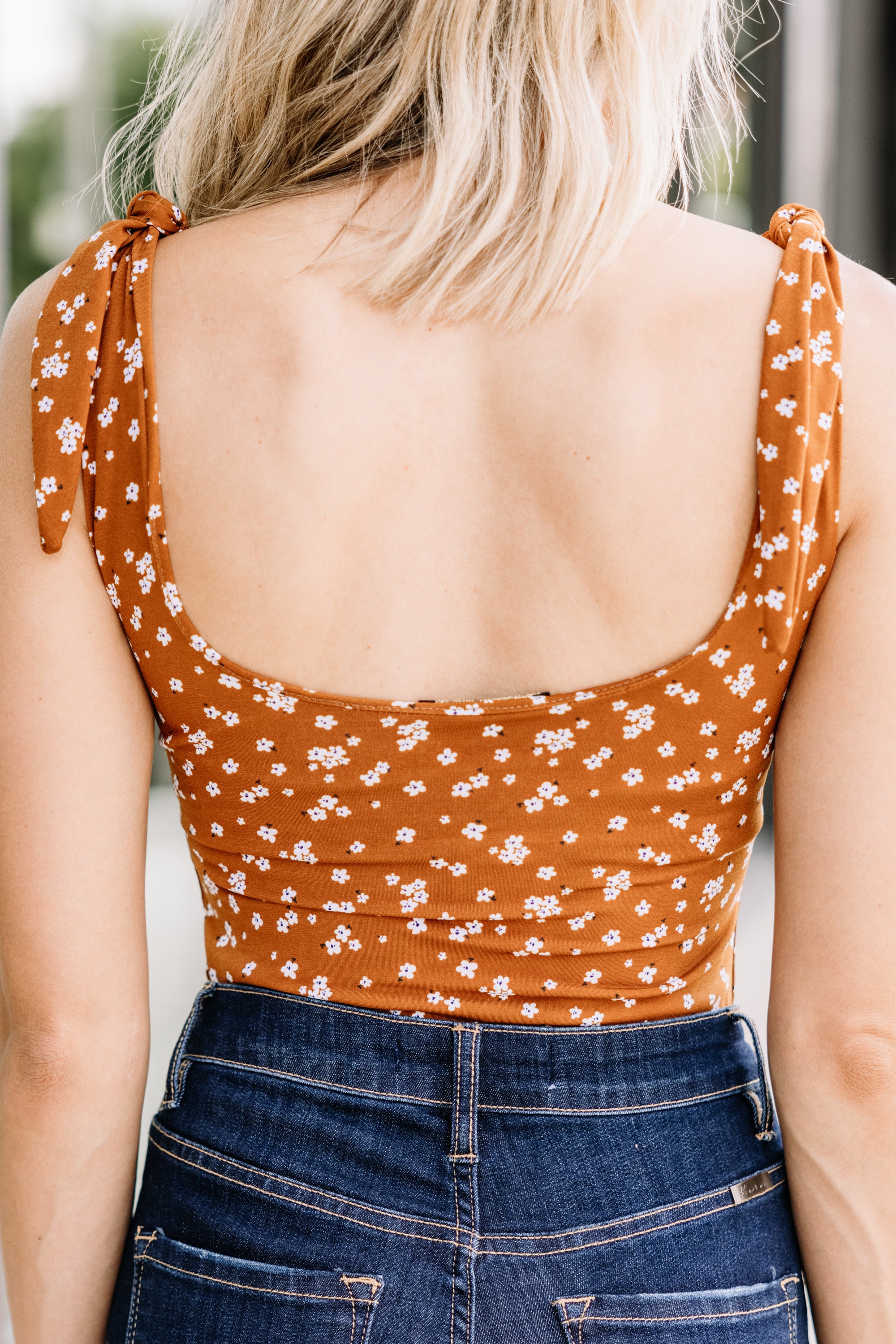Fall-Favorite Be With Me Brown Ditsy Floral Bodysuit