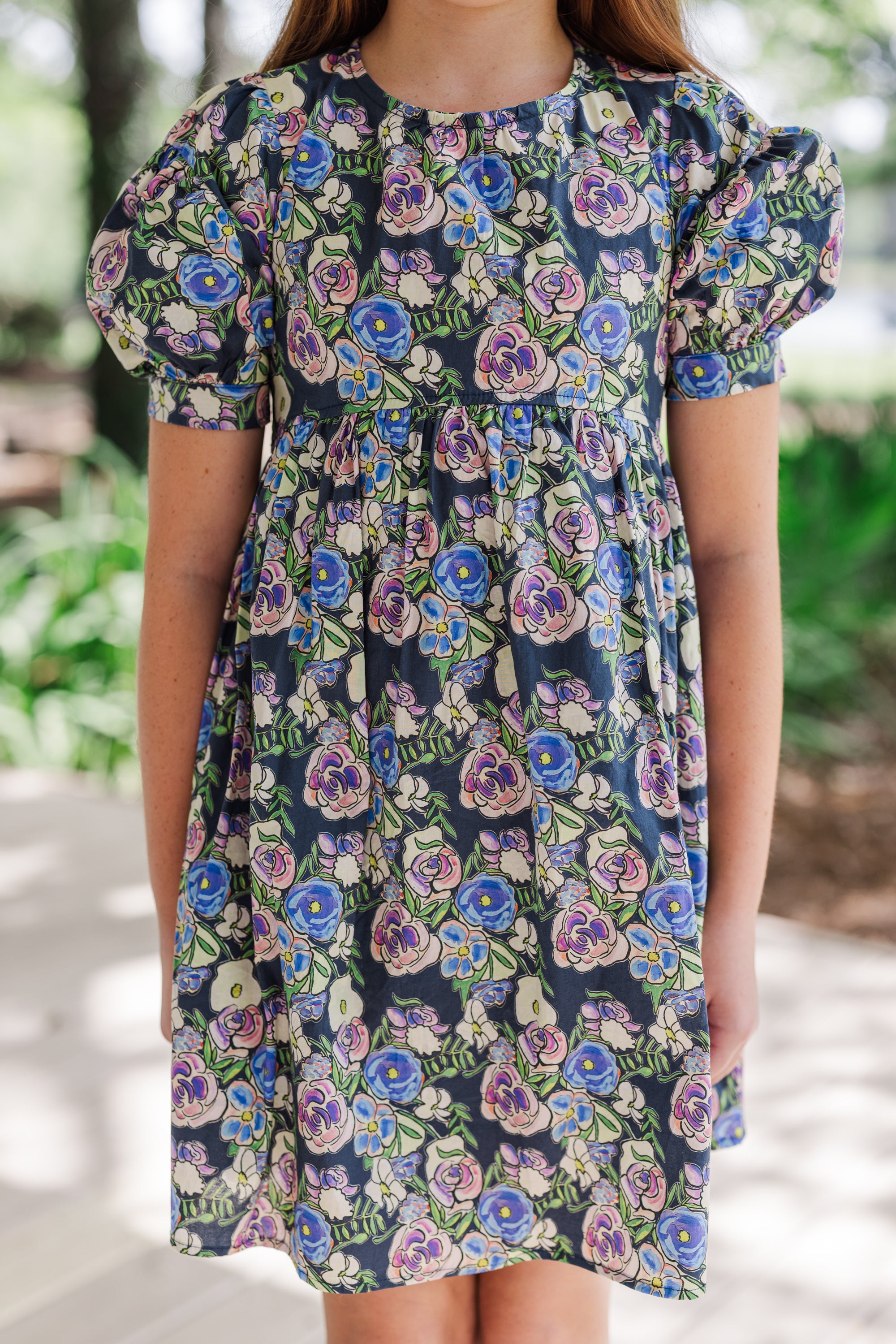 Girls' Adorable Navy Floral Fall Dress - Get Yours Now!