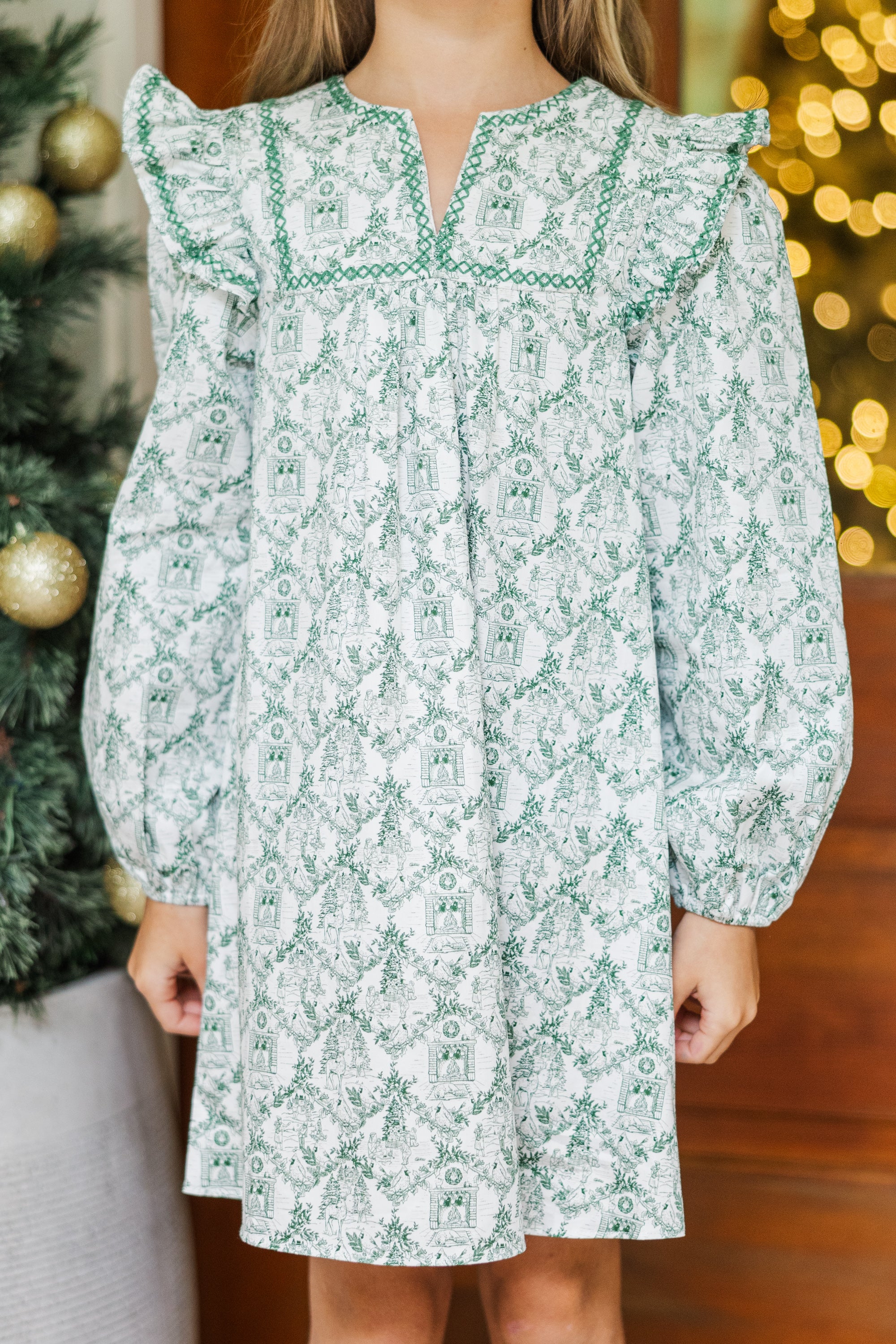 Girls' Dreamy Cream Toile Print Babydoll Dress: See It Through!