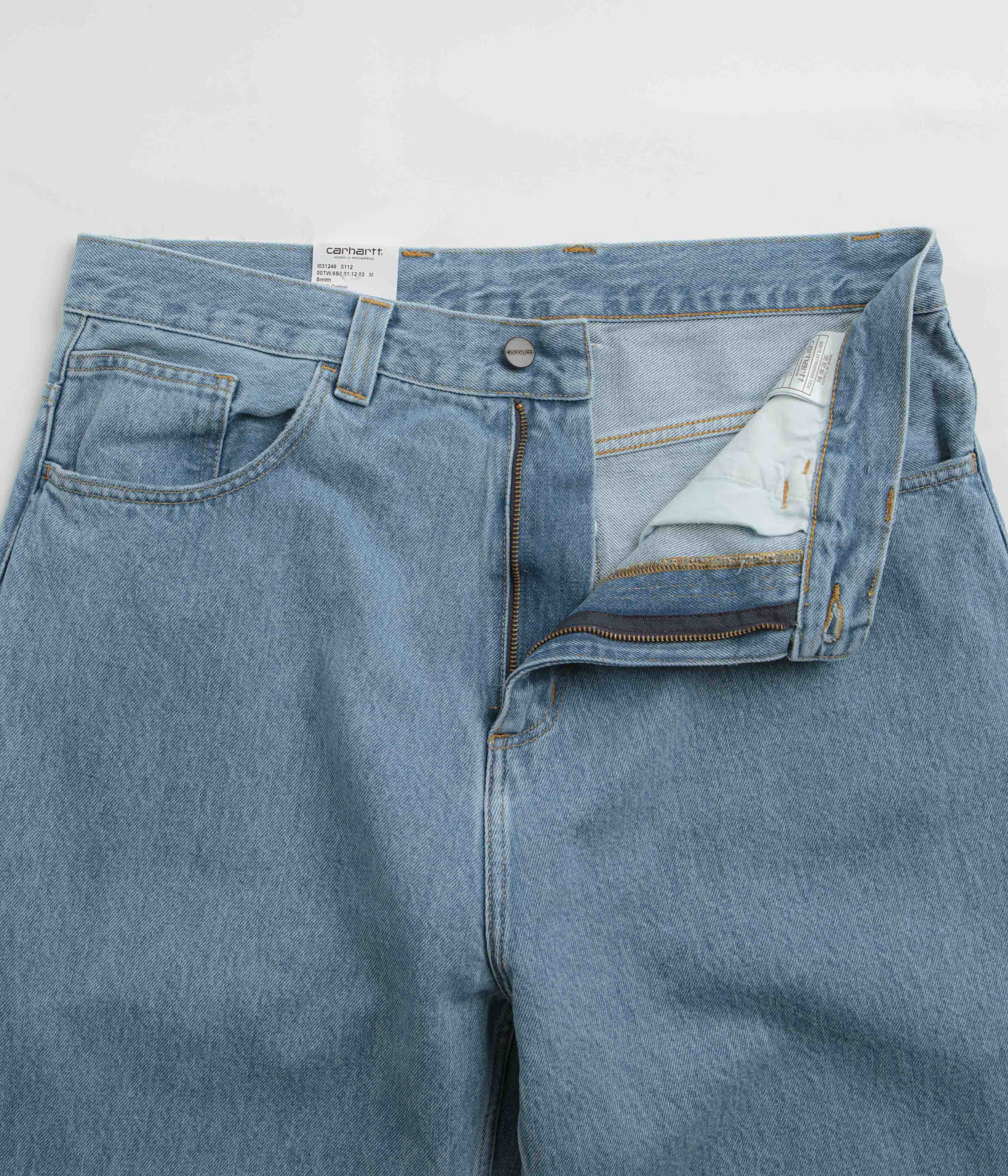 Carhartt Brandon Blue Stone Bleach Denim Pants - A Must - Have for Style Seekers